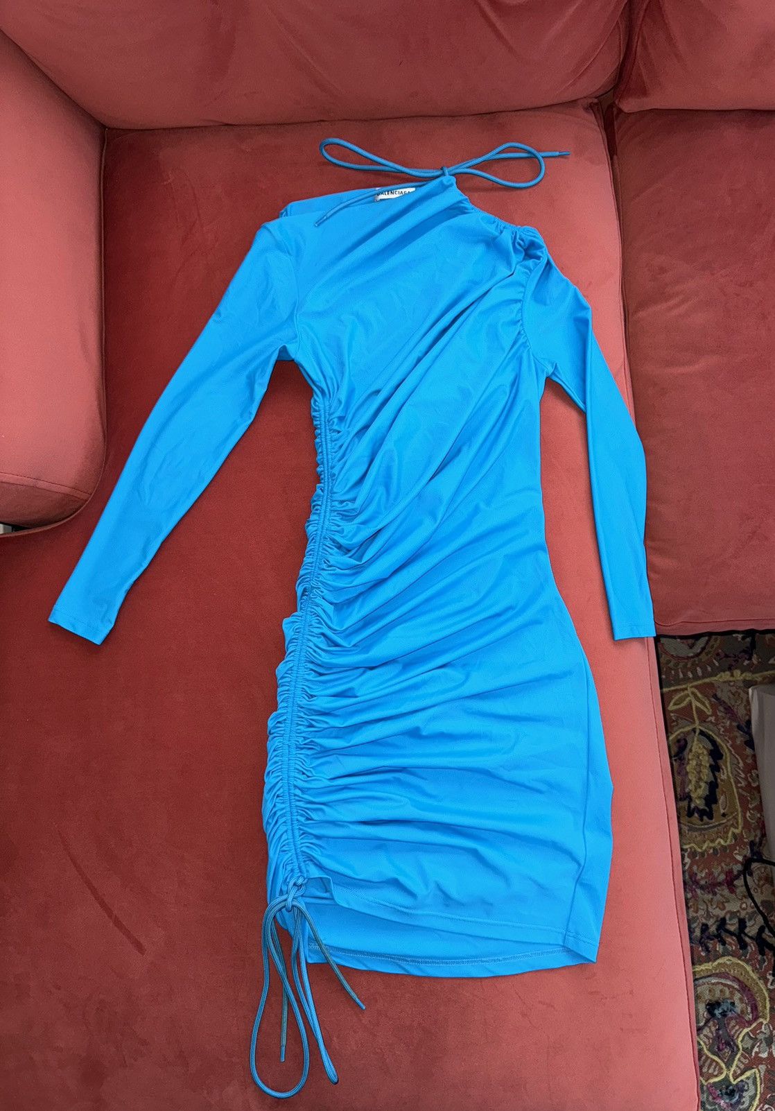 Balenciaga Balenciaga spandex mini dress in cyan, size M-L Size M / US 6-8 / IT 42-44 - 2 Thumbnail