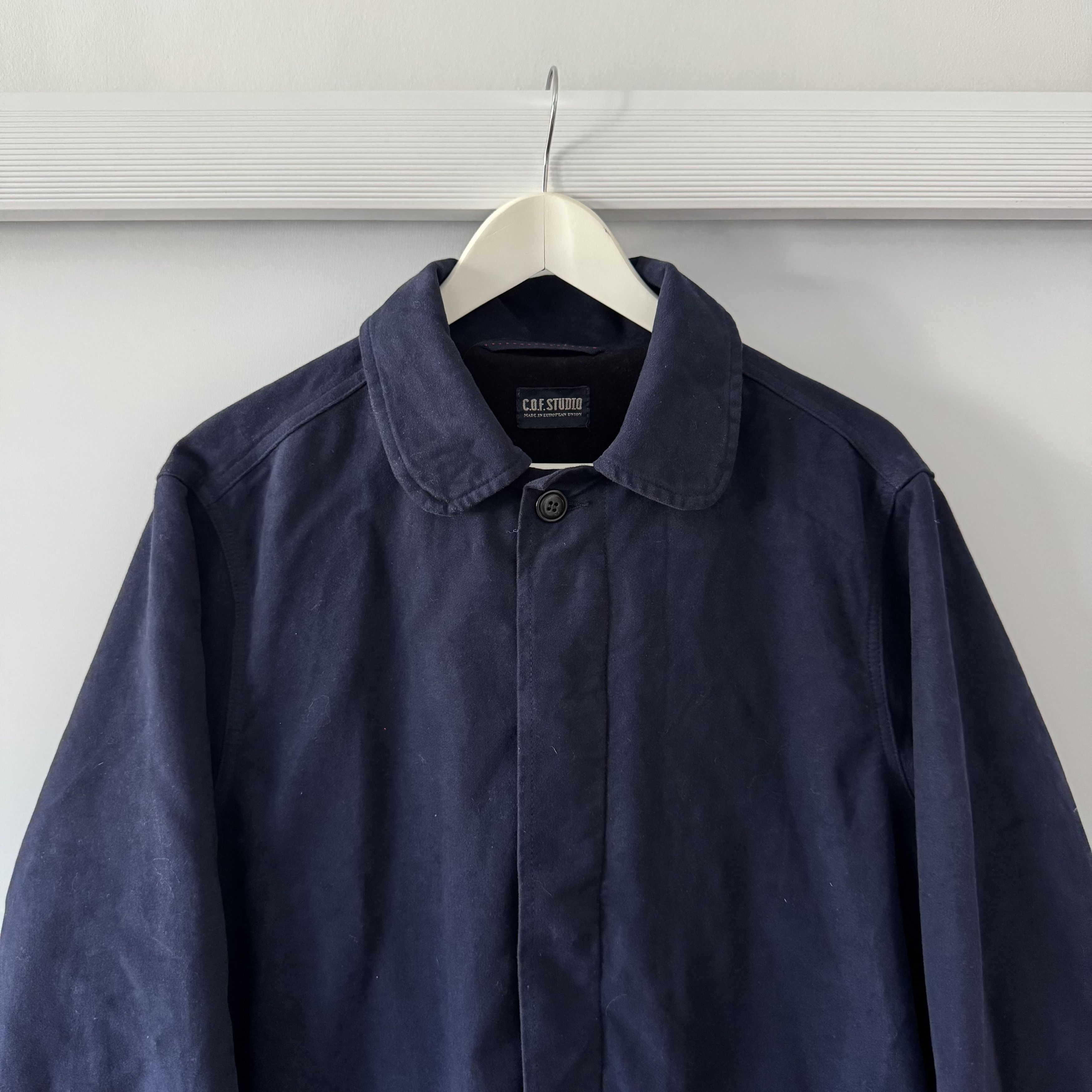 C.O.F. Studio Men's C.O.F Studio Navy Blue Moleskin Cotton Coat Size M Size US M / EU 48-50 / 2 - 6 Thumbnail