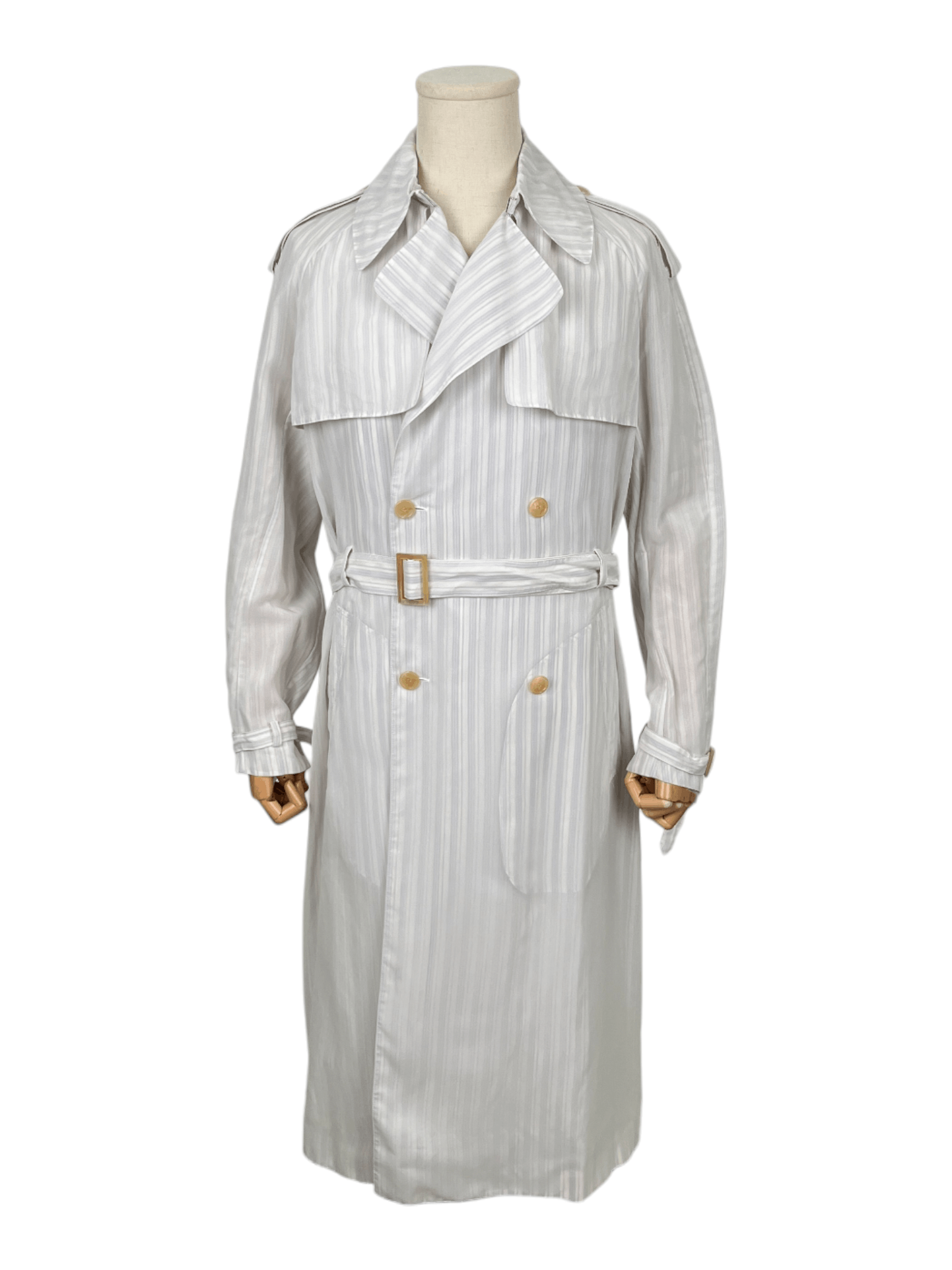 Dior Dior Homme White And Light Blue Striped Light Trench Coat Size US S / EU 44-46 / 1 - 1 Thumbnail