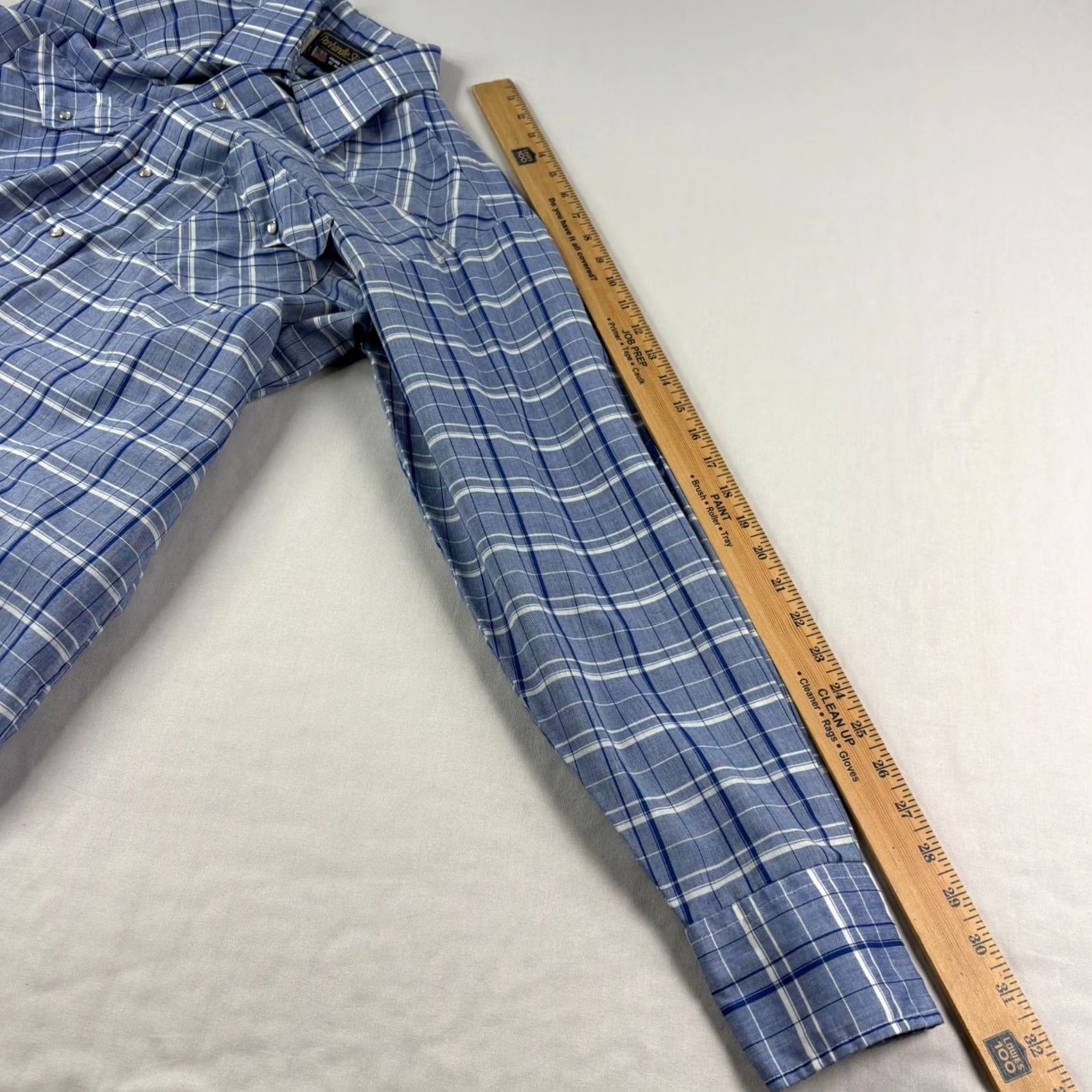 Vintage VINTAGE Panhandle Slim Shirt Mens 16.5 Blue Plaid Pearl Snap Up Western USA Made Size US XL / EU 56 / 4 - 6 Thumbnail