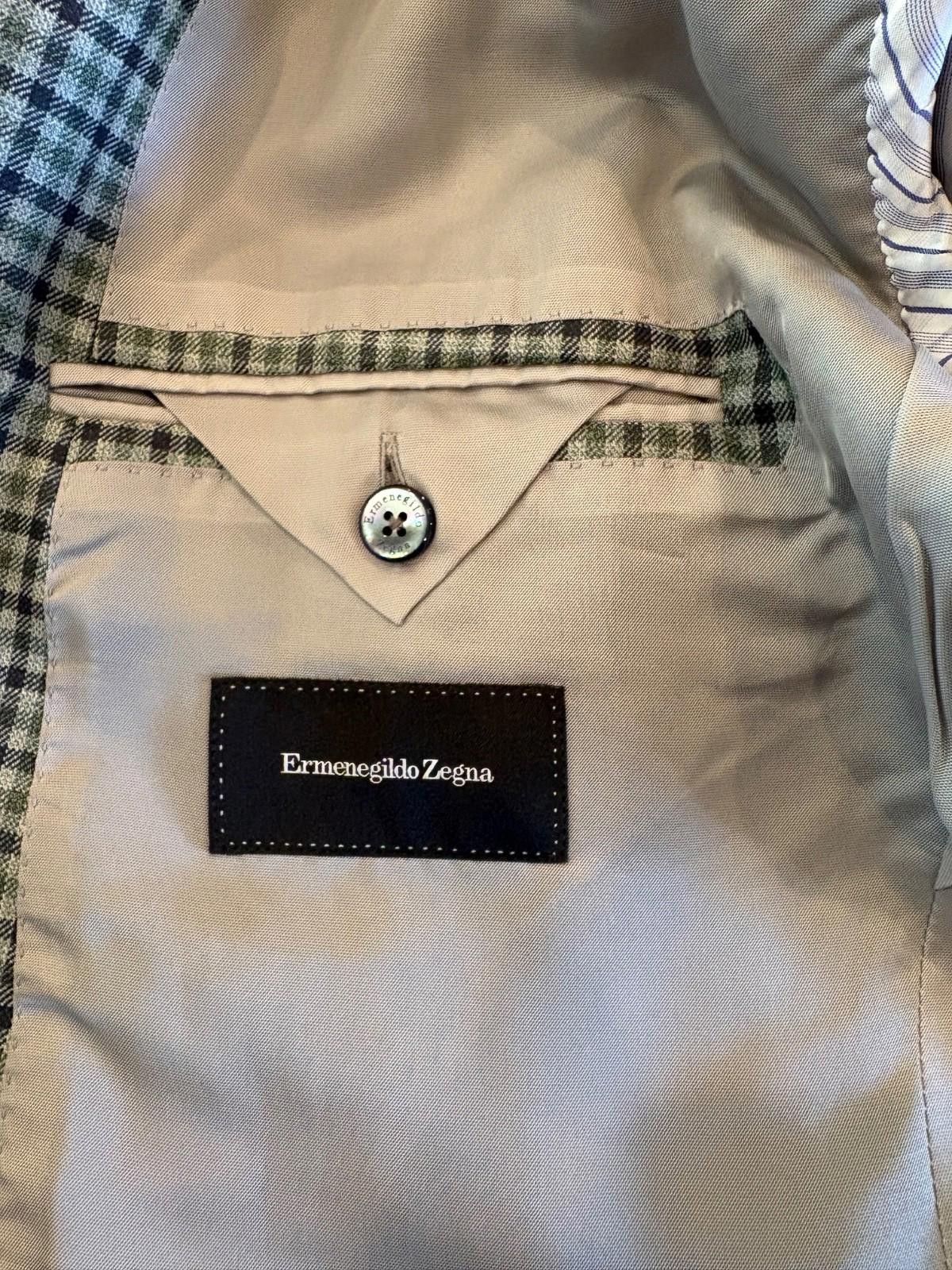 Ermenegildo Zegna Ermenegildo Zegna Mila Sport Coat 46R Check Wool Silk Size 46R - 8 Thumbnail