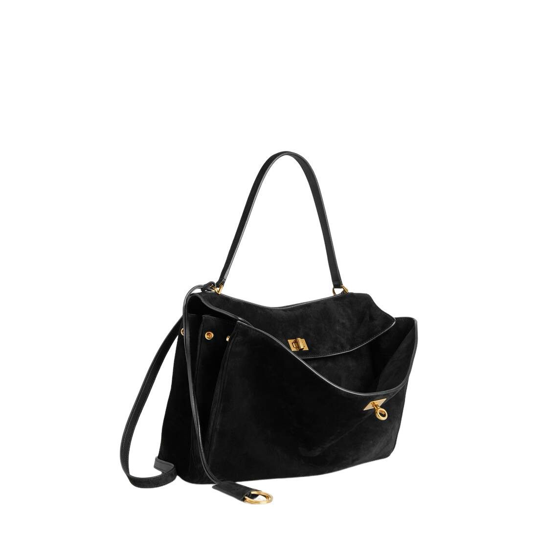 Balenciaga BALENCIAGA Rodeo Medium $4590 Black Suede Handbag New And Au Size ONE SIZE - 2 Thumbnail