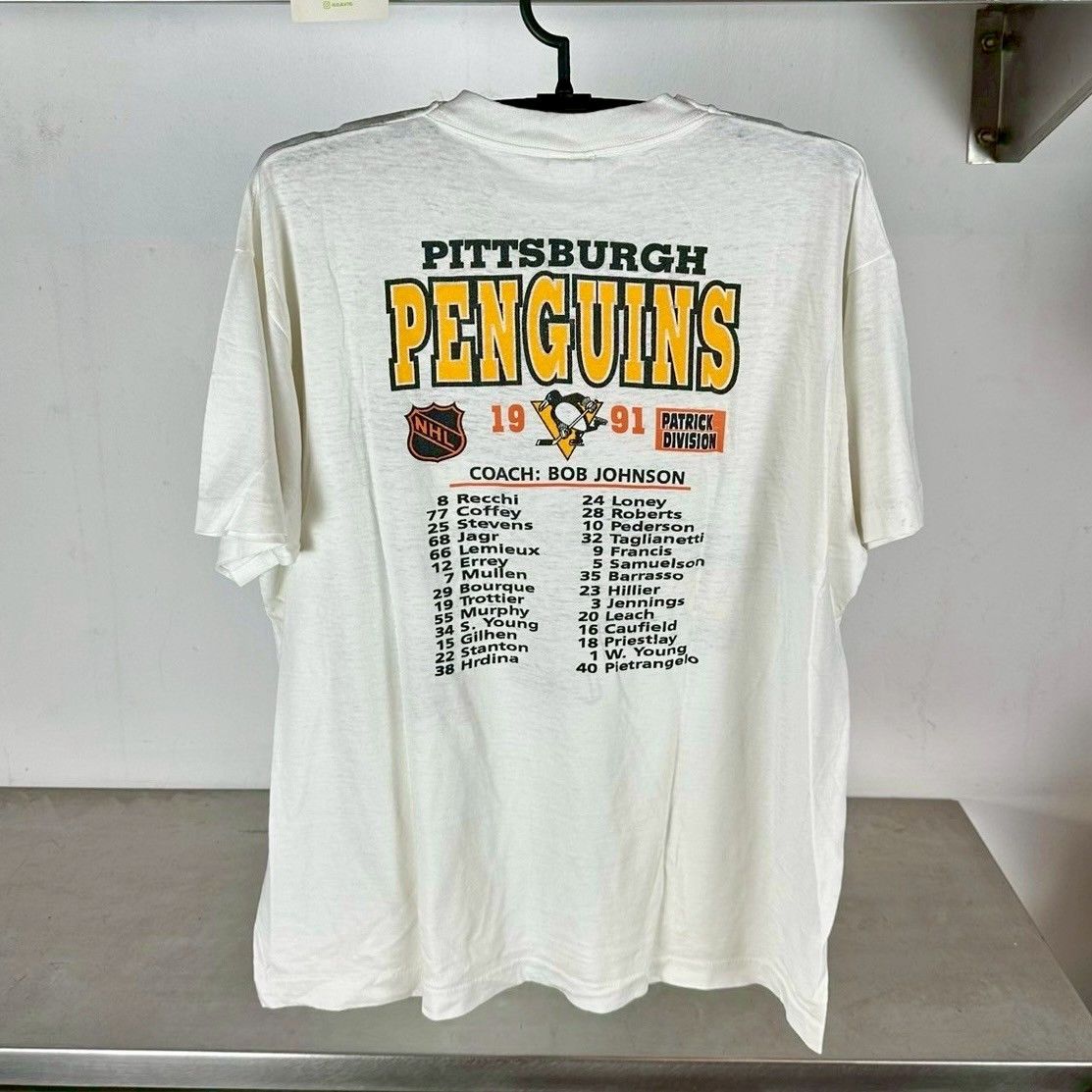Vintage 1991 Pittsburgh Penguins Stanley Cup Champions NHL T-shirt Size US XL / EU 56 / 4 - 3 Thumbnail