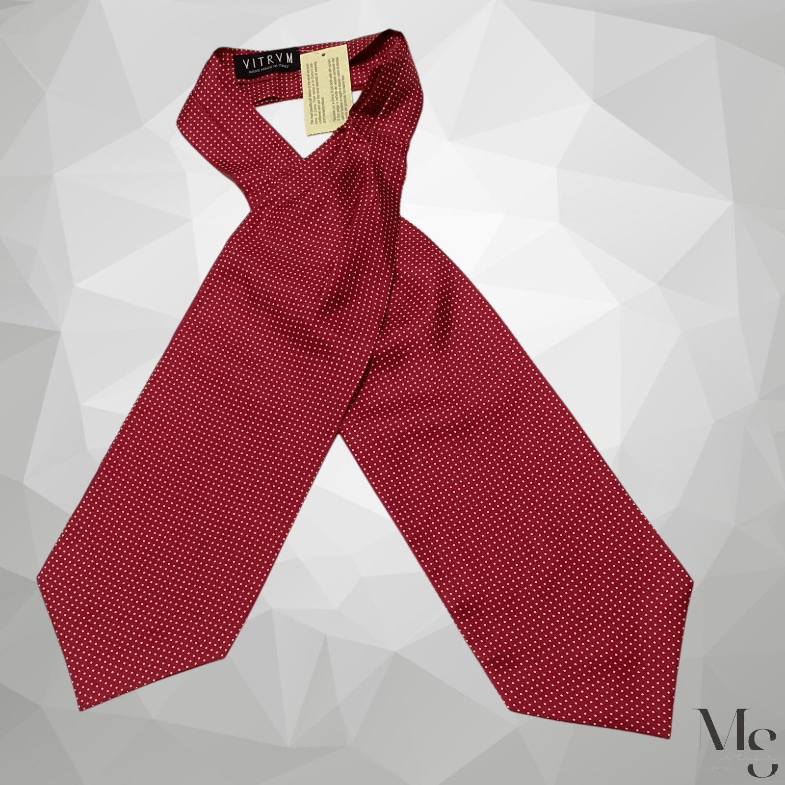 Designer VITRVM Red Polka Dot Silk ASCOT CRAVAT Hand Made In Italy 5 Size ONE SIZE - 1 Thumbnail