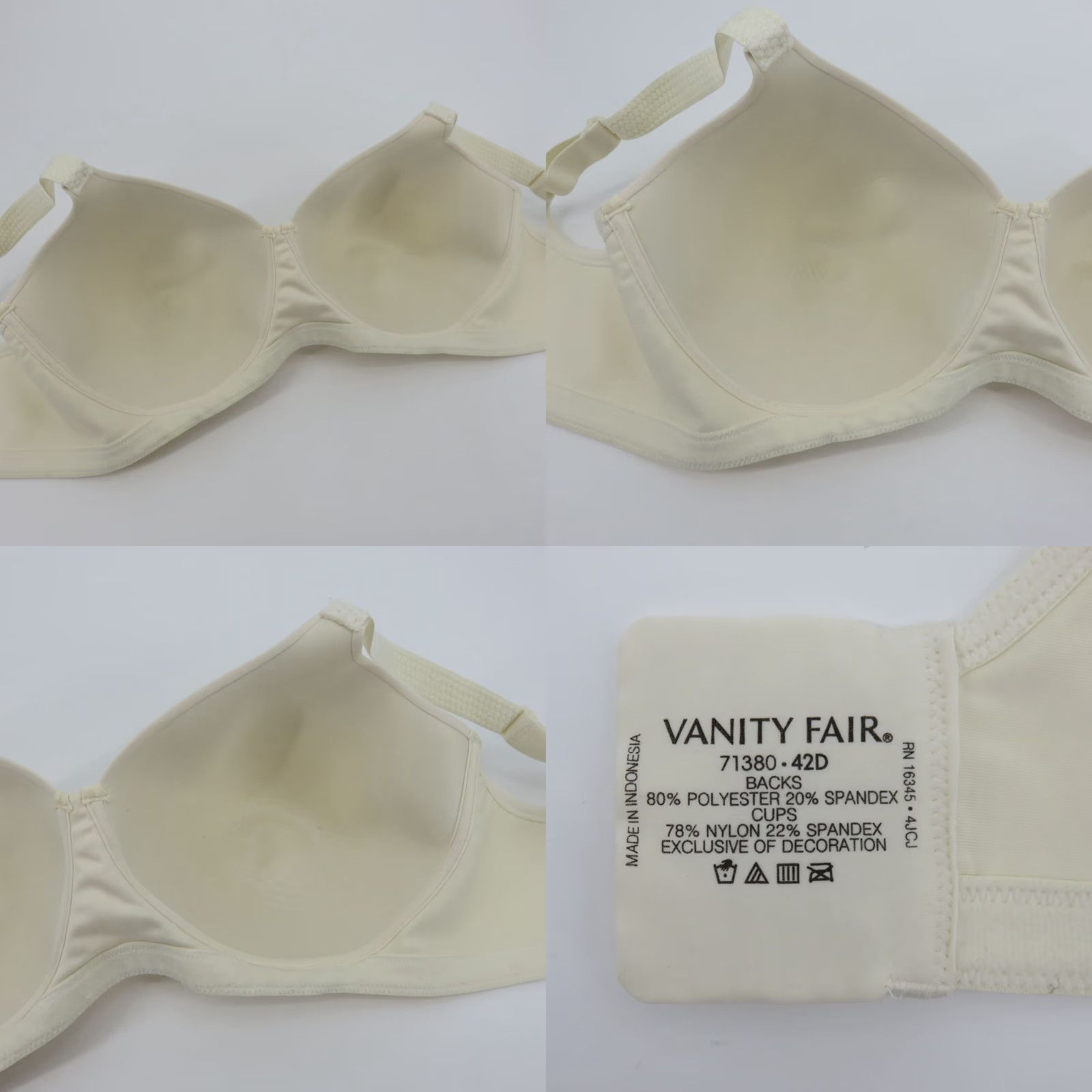 Vintage Vanity Fair Bra 42D Cream Wireless Smoothing Beauty Back Plus Size Womens U/W N/A? Size ONE SIZE - 8 Thumbnail