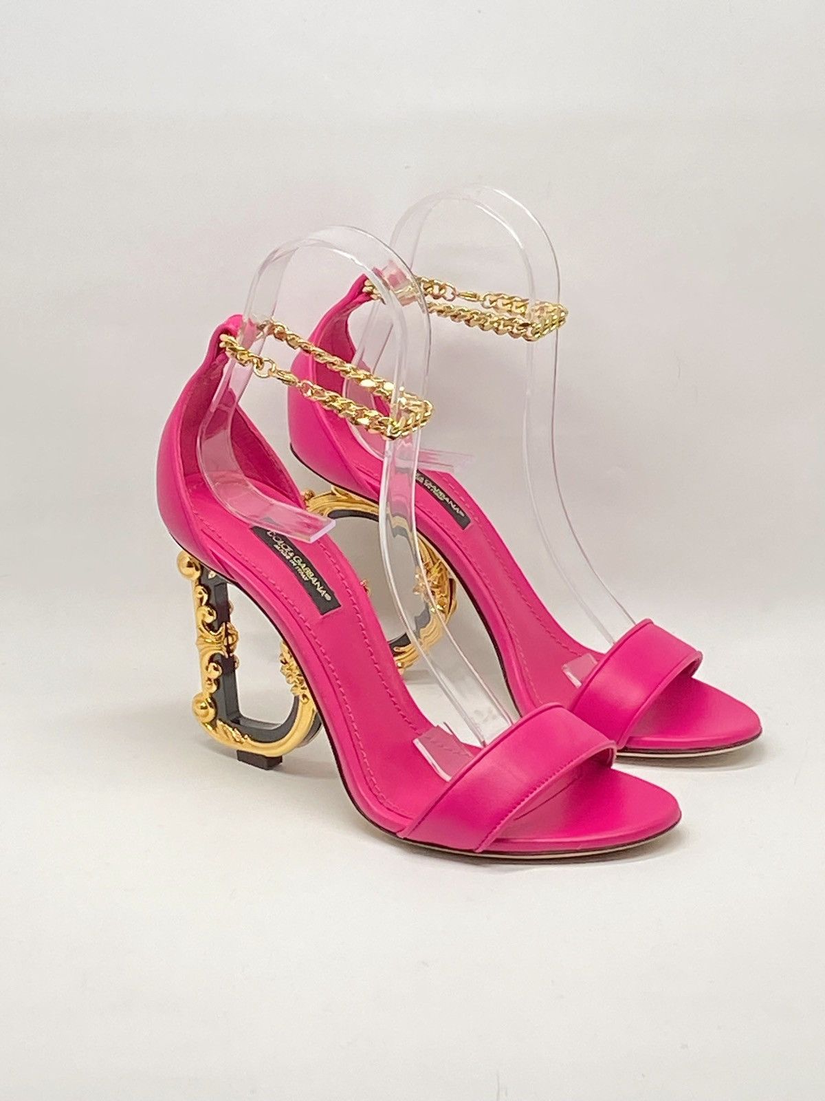 Dolce & Gabbana Dolce&Gabbana Sculpted-Heel DG Leather Sandals size 36.5 Size US 6.5 / IT 36.5 - 2 Thumbnail