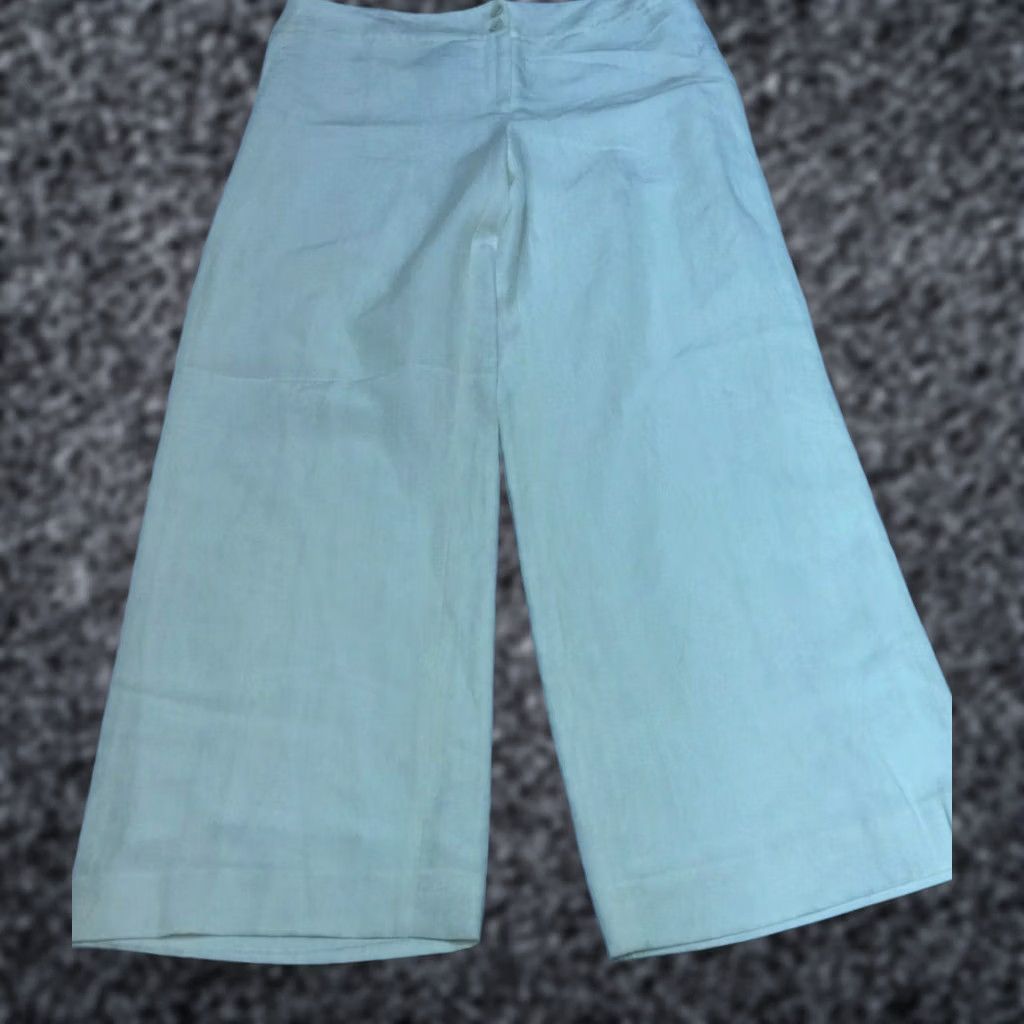 Armani Armani Collezioni Womens Mid-Rise Linen Silk Wide-Leg Pants Ivory Size 10 Casual Size 32" / US 10 / IT 46 - 1 Thumbnail