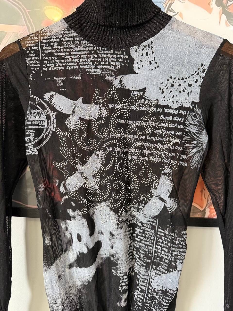 Vintage Very crazy Mesh Top Shirt Long Sleeve Printed Graphic Size M / US 6-8 / IT 42-44 - 2 Thumbnail