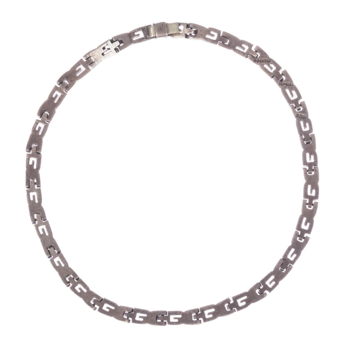 Handmade Mexican Sterling Silver Greek Key Collar Necklace Size ONE SIZE - 2 Thumbnail