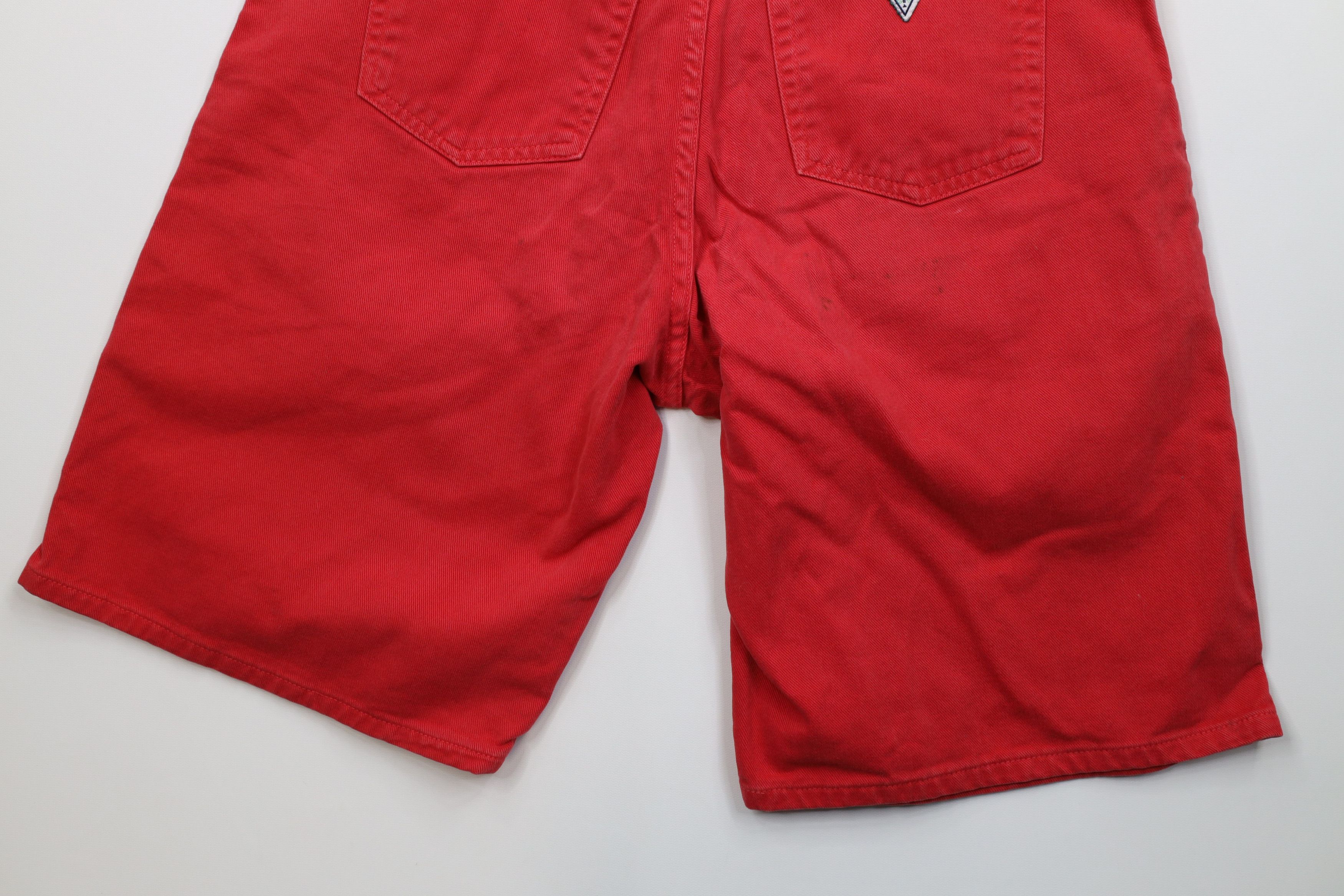 Guess Vintage 90s Guess Spell Out Denim Jean Shorts Red Cotton USA Size US 31 - 11 Thumbnail