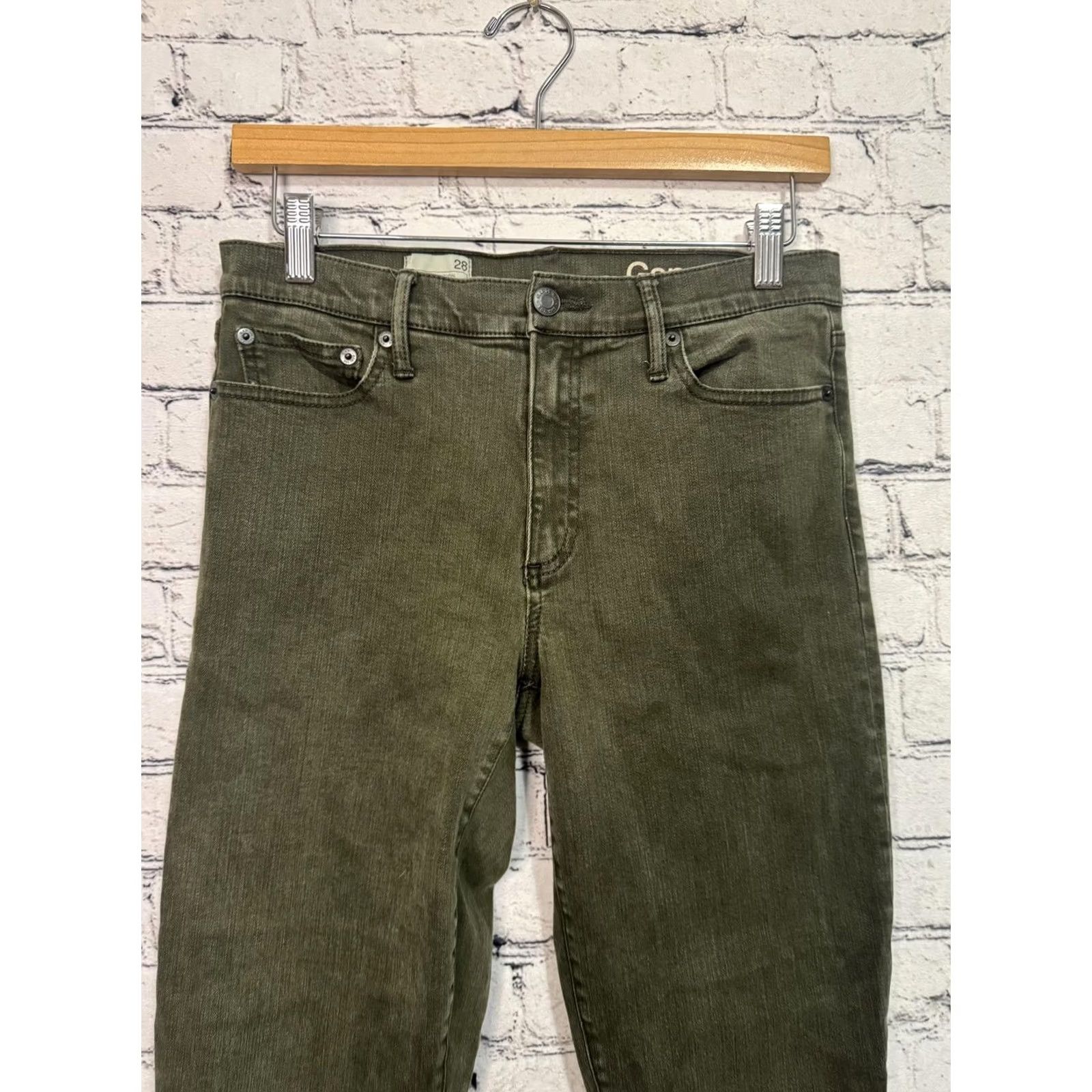 Gap Gap 1969 Resolution True Skinny Jeans - Olive Green - Size 28x28 - Denim - Women - Regular Fit - Button Closure - Cotton - Dark Wash Size 28" / US 6 / IT 42 - 4 Thumbnail