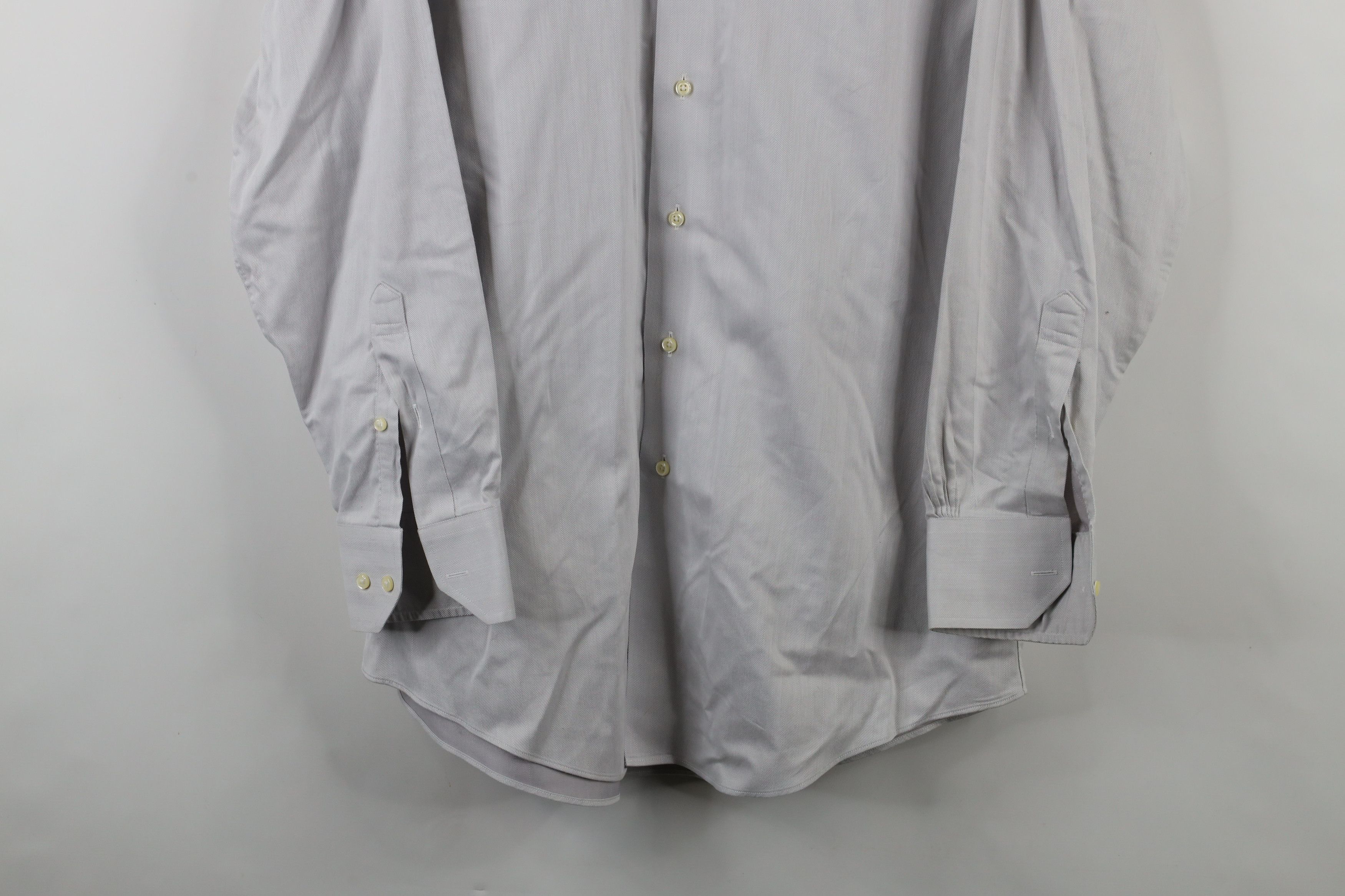 Brooks Brothers × Vintage Vintage 90s Brooks Brothers Herringbone Button Shirt Gray Size US M / EU 48-50 / 2 - 3 Thumbnail