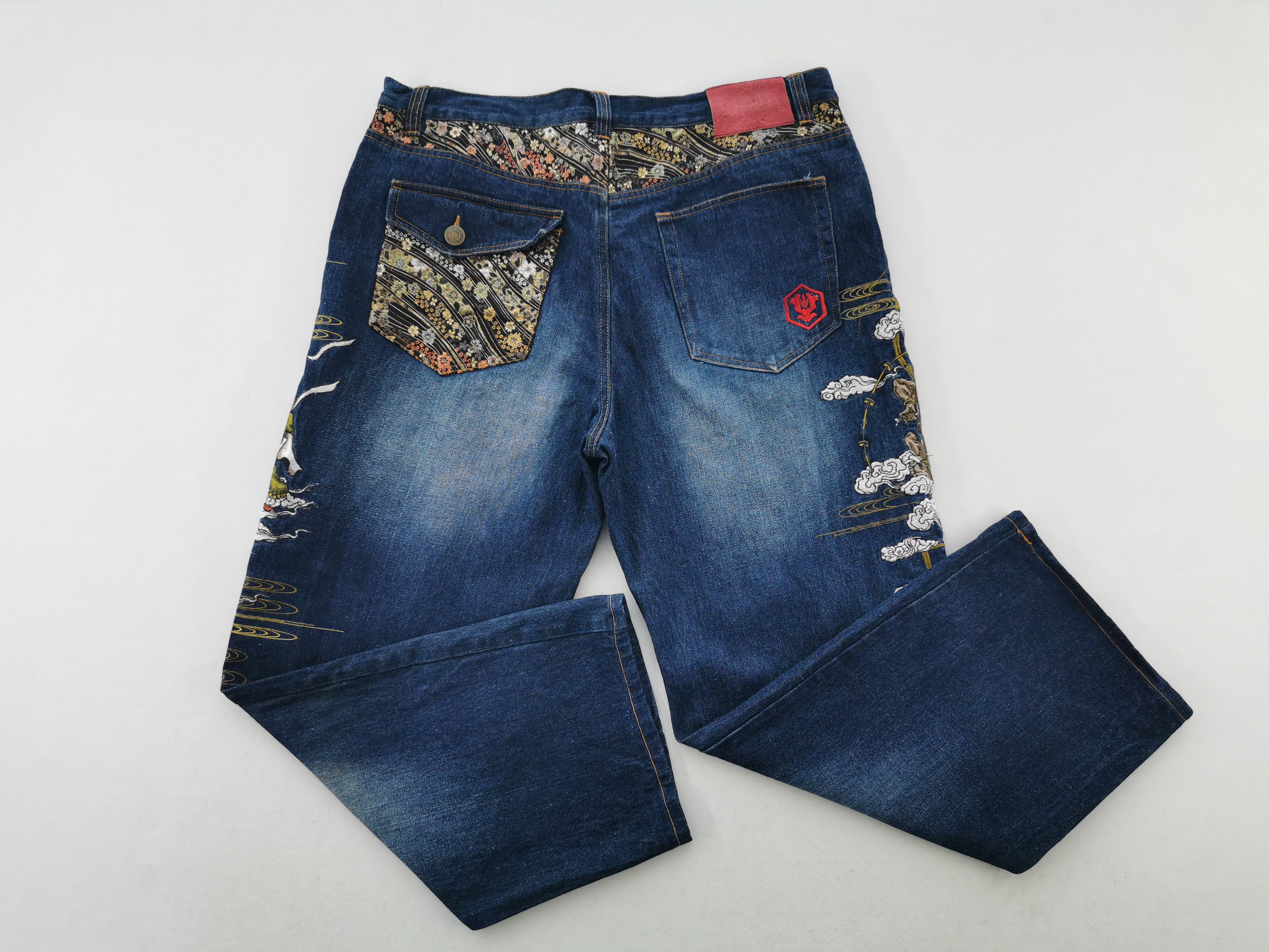 Japanese Brand × Vintage Vintage Menis Nagaya Japanese Fujin & Raijin Design Size US 32 / EU 48 - 5 Thumbnail