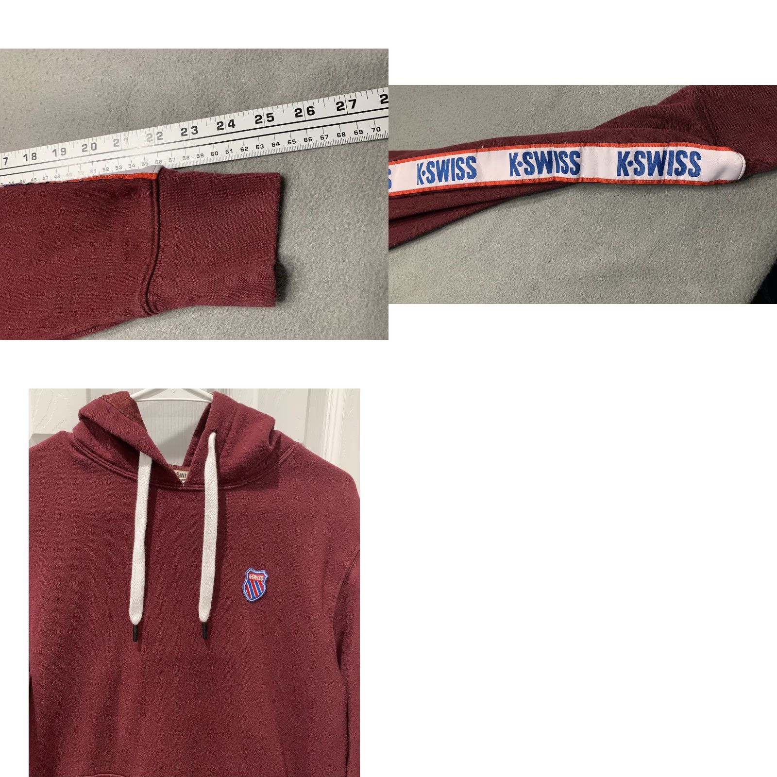 K-Swiss K-Swiss Mens Hoodie Pullover Maroon Size S Cool Athletic Unisex? (Note: This is incorrect) Size US S / EU 44-46 / 1 - 8 Thumbnail