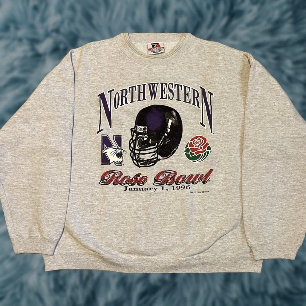 Vintage VINTAGE Northwestern University Rose Bowl Faded Sweatshirt College 2XL Gray Mens Hoodie Pullover 90s University Sports USA Size US XXL / EU 58 / 5 - 1 Thumbnail