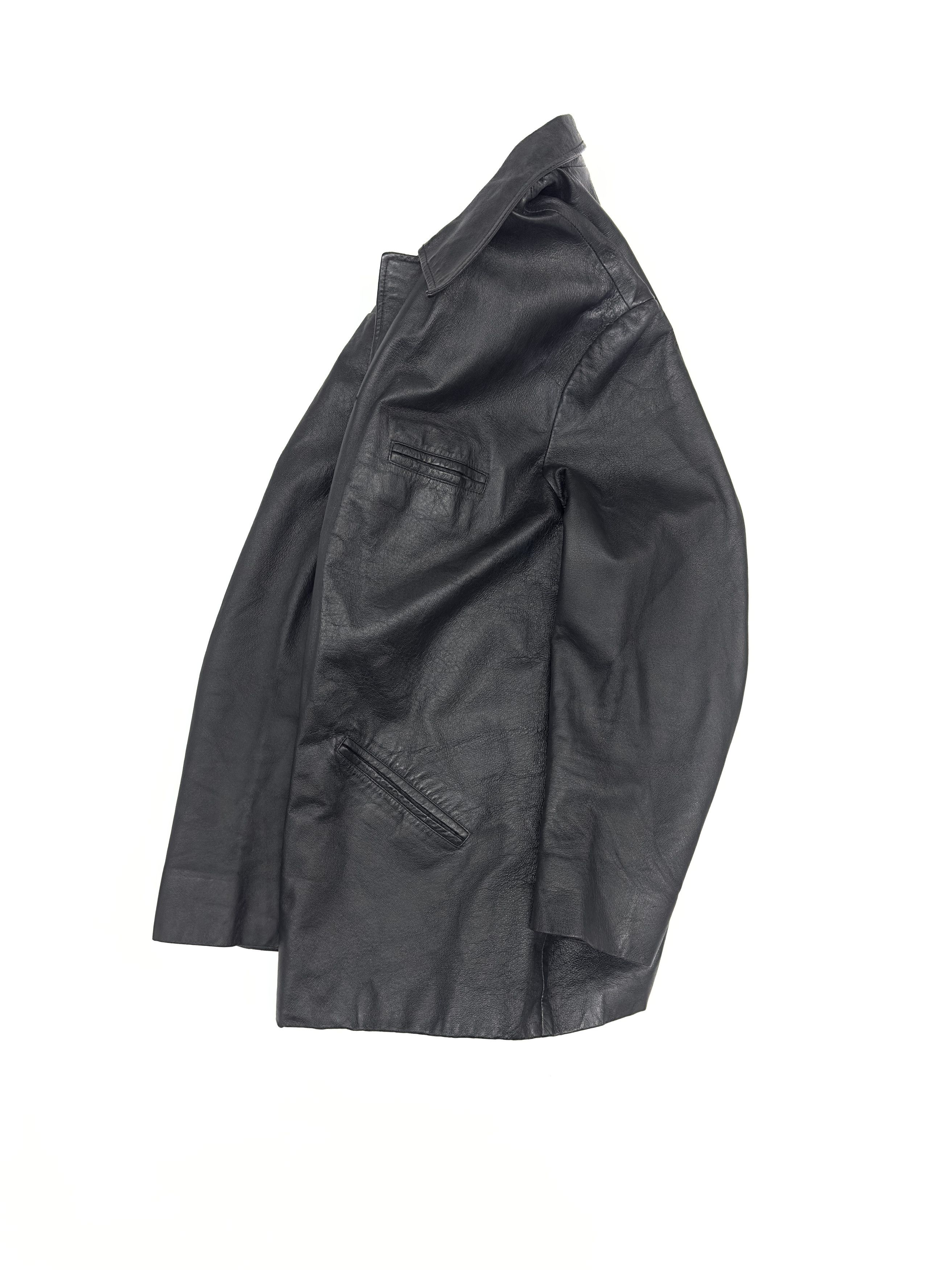 Diesel Diesel Leather Black Button Up Collared Overcoat Moto Biker Size US XL / EU 56 / 4 - 3 Thumbnail