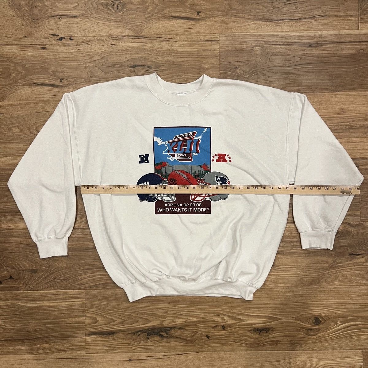 Gildan Super Bowl XLII Giants Patriots White 2XL Crewneck Sweater Size US XXL / EU 58 / 5 - 4 Thumbnail