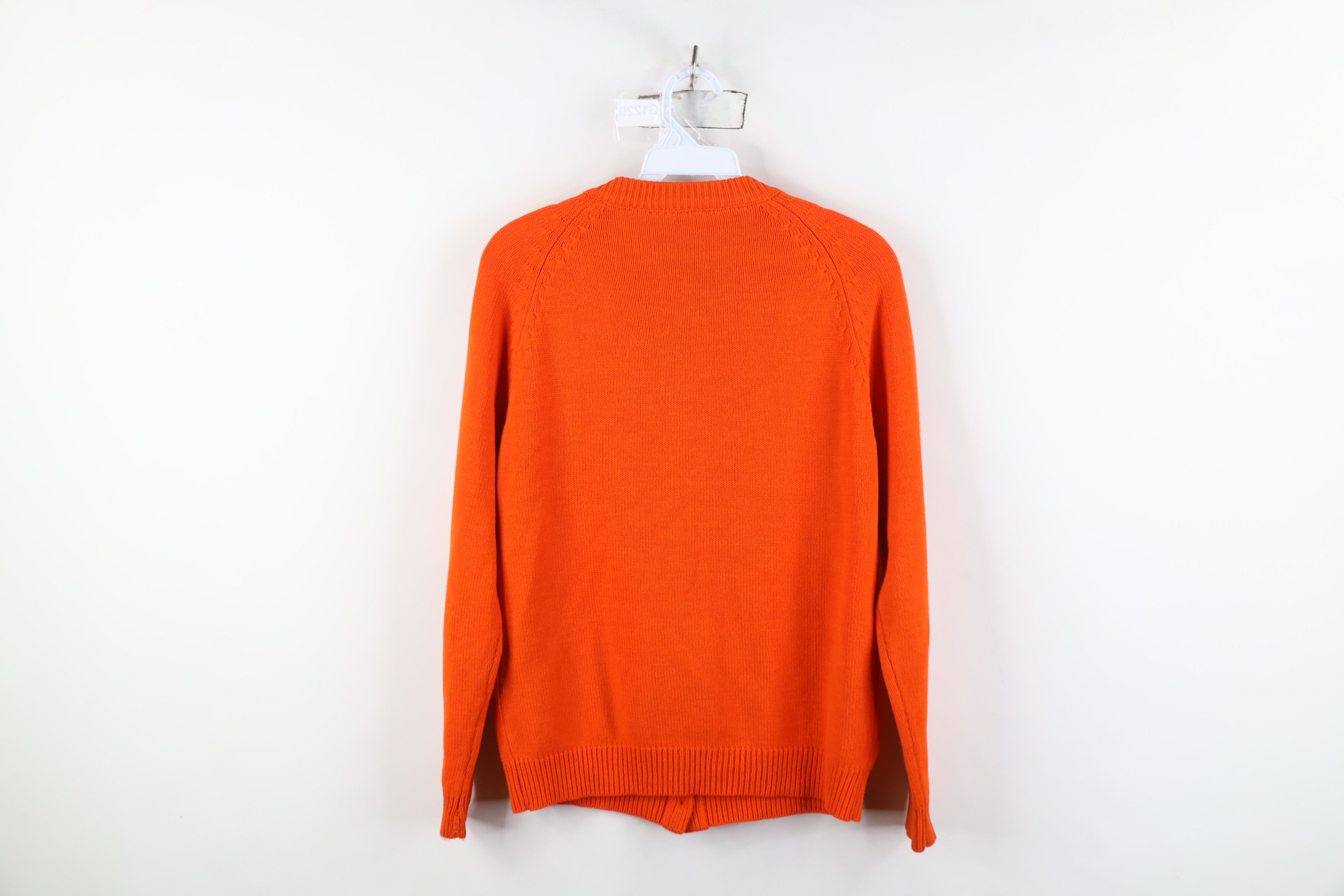 Vintage Vintage 60s Streetwear Cable Knit Cardigan Sweater Orange Size XS / US 0-2 / IT 36-38 - 10 Thumbnail