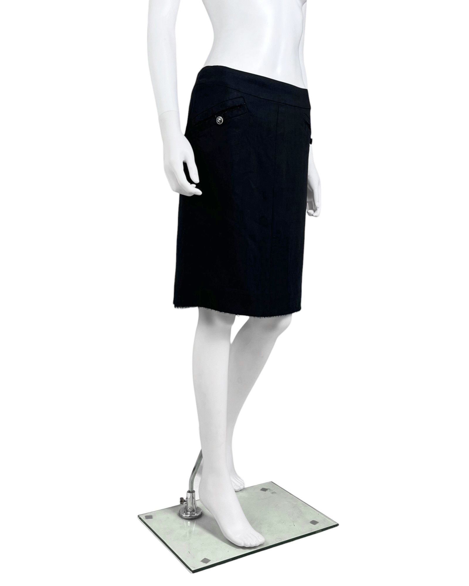 Chanel by Karl Lagerfield S/S 2003 Black Midi Skirt Size 27" / US 4 / IT 40 - 2 Thumbnail