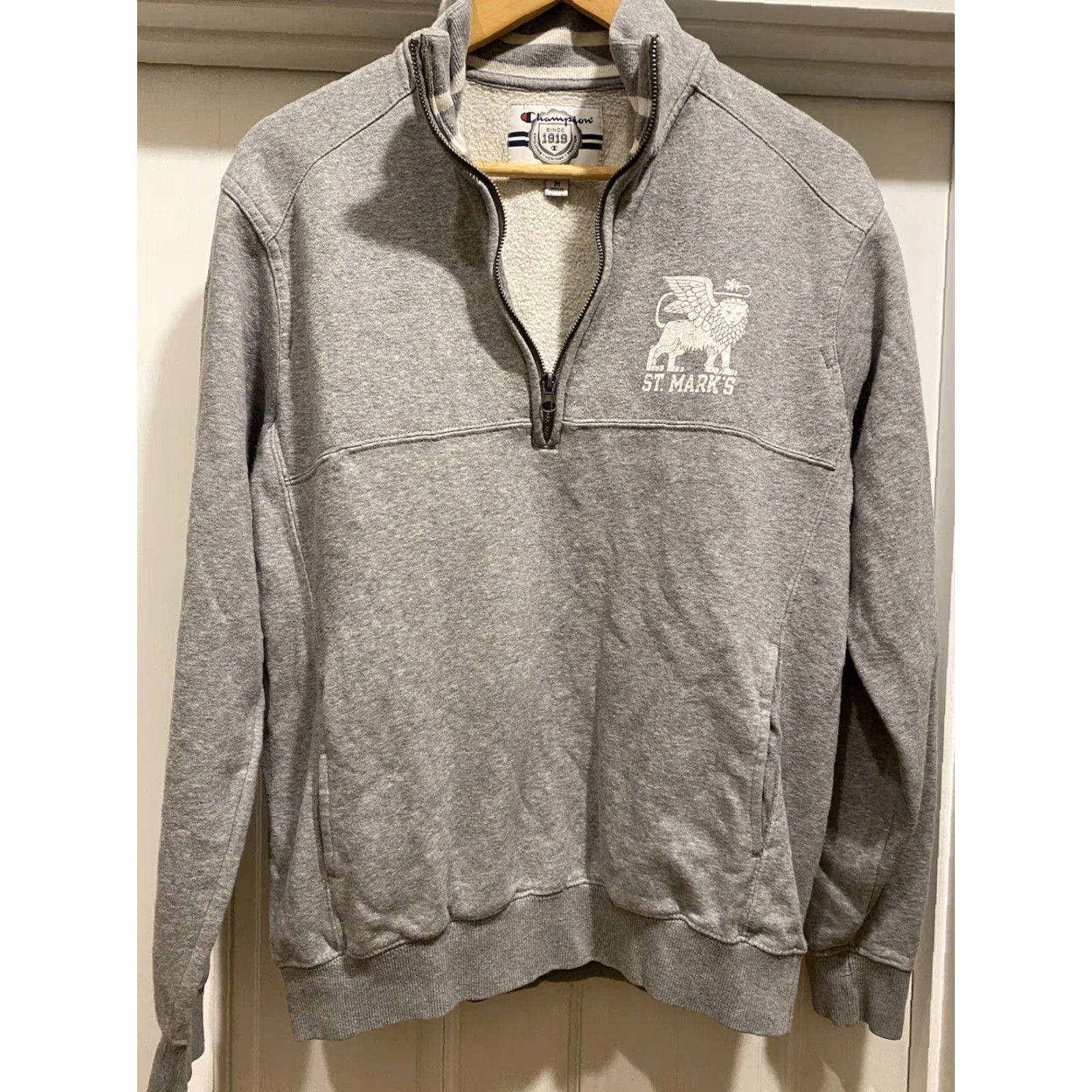 Champion Champion Sweatshirt Mens 1/4 Zip Pullover St Mary’s College Gray M Size US M / EU 48-50 / 2 - 2 Thumbnail