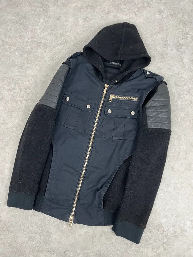 Balmain 2010s Balmain Hooded Hybrid Patchwork Zip Jacket Size S / US 4 / IT 40 - 5 Thumbnail
