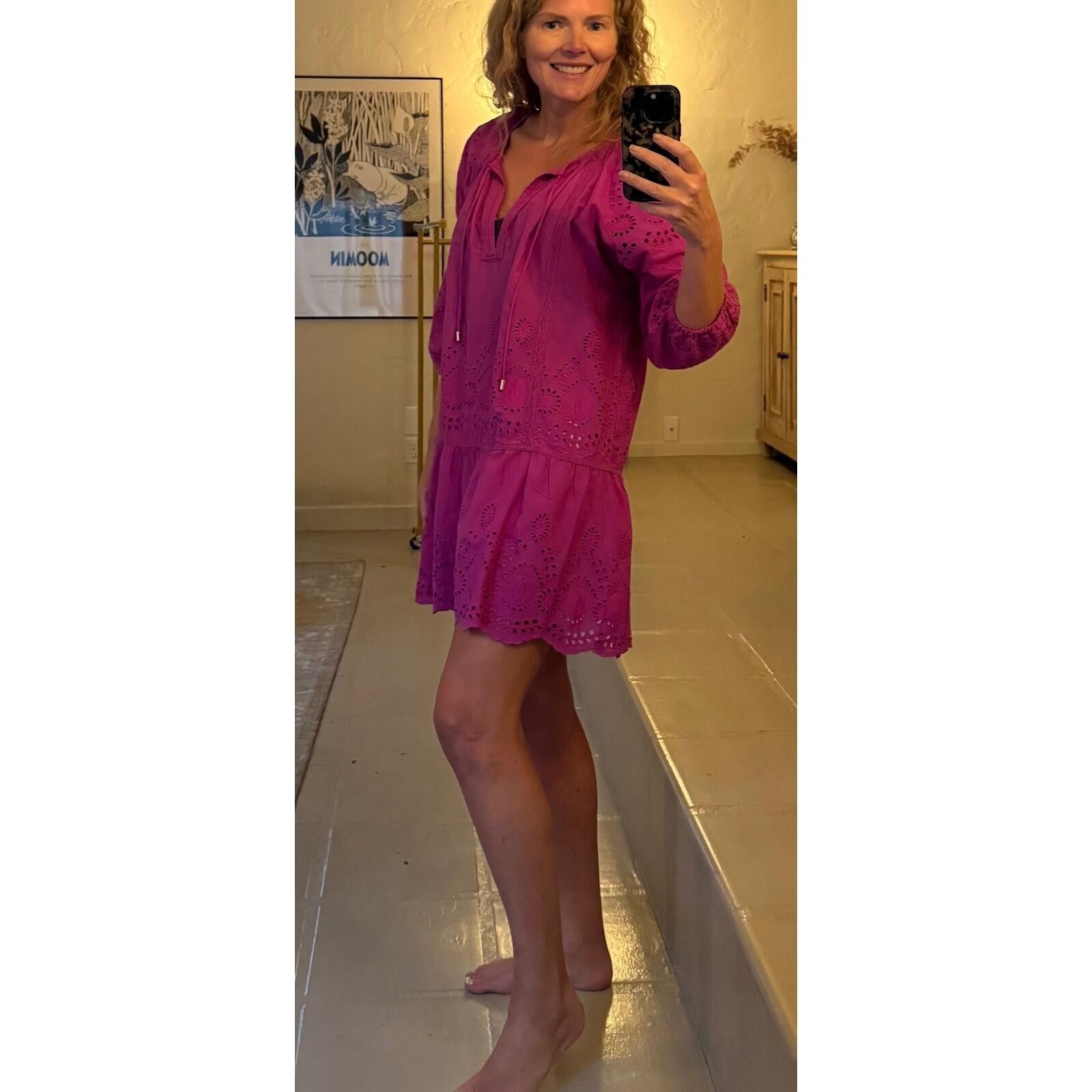 Other Melissa Odabash Pink Eyelet Cotton Mini Dress Cover Up Small Size S / US 4 / IT 40 - 3 Thumbnail