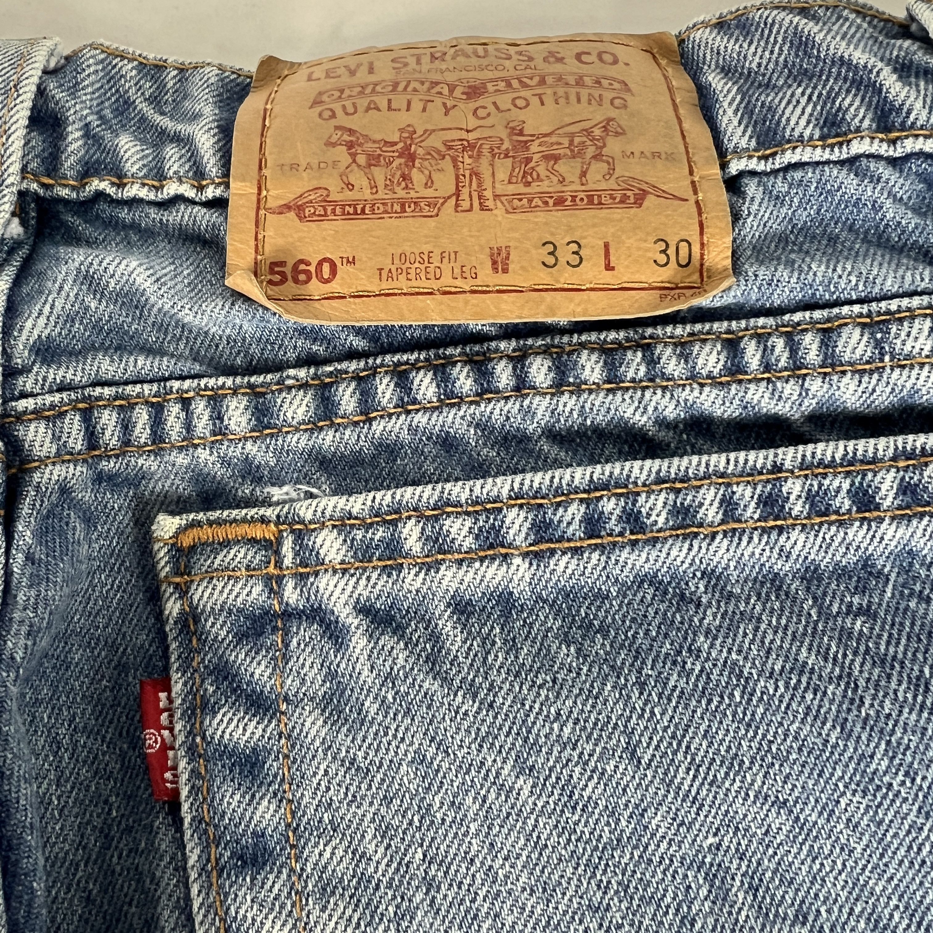 Levi's × Vintage VTG 90s Levi's Jeans 560 Loose Tapered Blue Cotton Denim Size US 32 / EU 48 - 13 Thumbnail