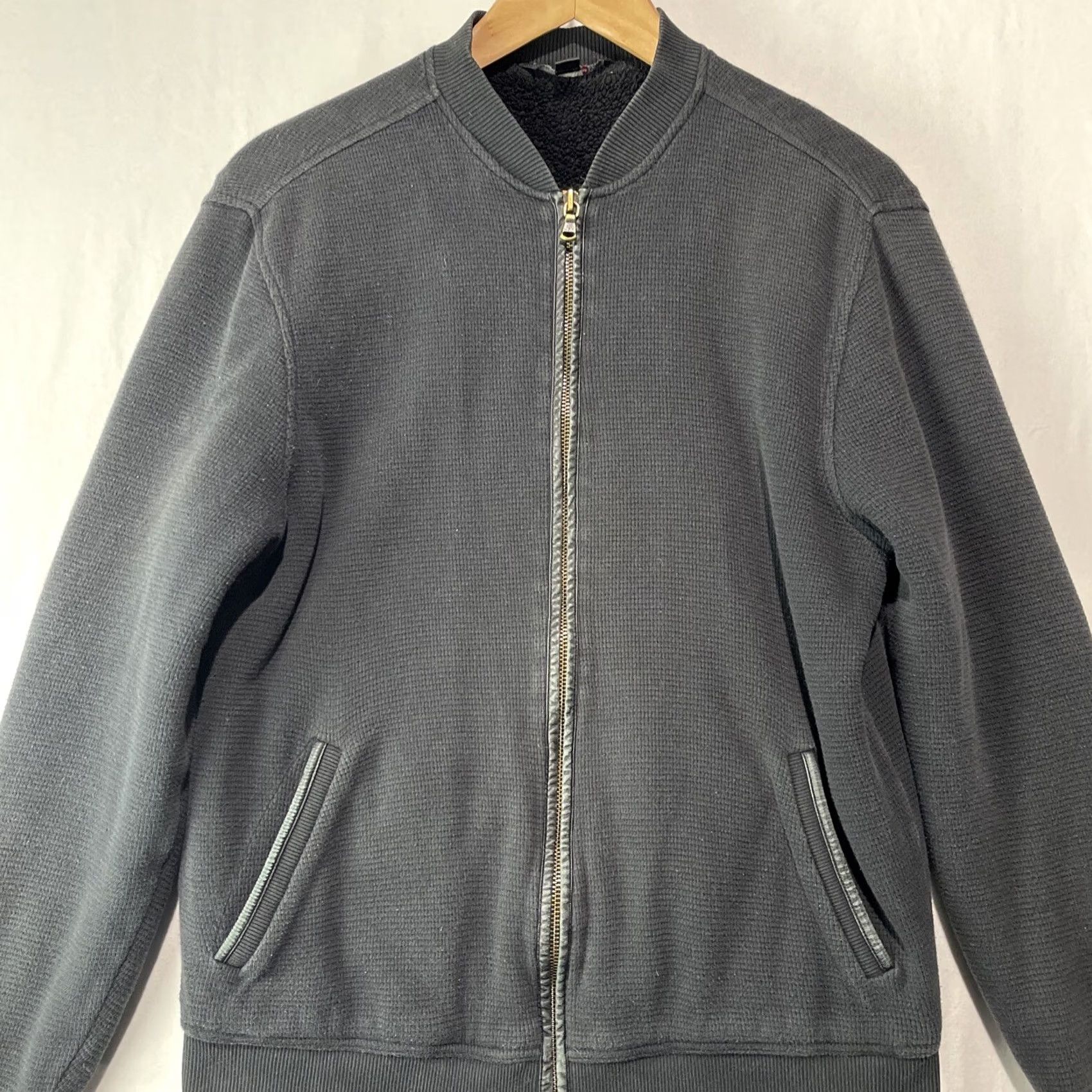 John Varvatos John Varvatos Jacket Mens Medium Thermal Waffle Knit Sherpa Lined Zip Bomber Jacket Size US M / EU 48-50 / 2 - 3 Thumbnail
