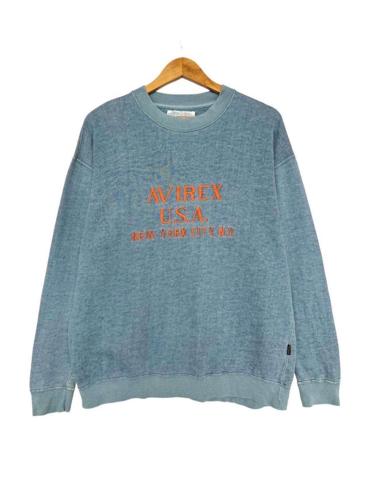Other Vintage 90s Avirex Distressed Sweatshirt Avirex Crewneck Size US L / EU 52-54 / 3 - 1 Thumbnail