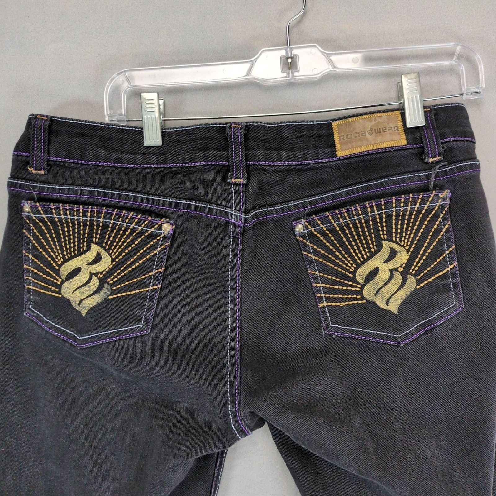 Rocawear Rocawear Simone Straight Leg Black Denim Jeans, Juniors 13 Size 34" / US 12 / IT 48 - 4 Thumbnail