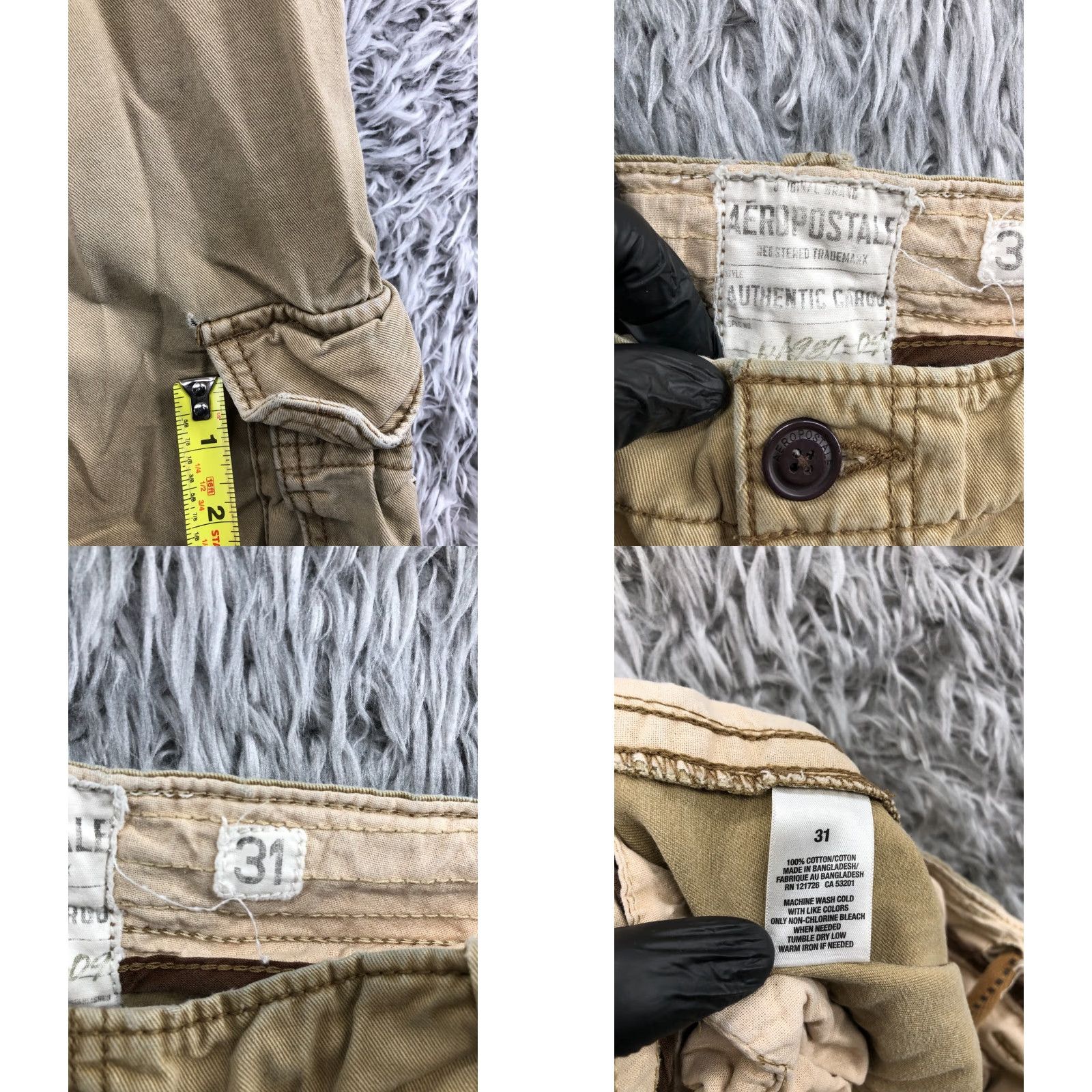 Vintage Aéropostale Cargo Shorts Mens 31 Mid Beige Cotton Blend 5-Pocket Regular Khaki Beach Casual Mens Size US 31 - 8 Thumbnail