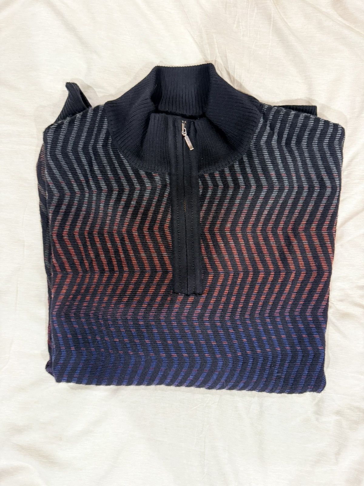 St. Croix Beautiful St. Croix Wool Quarter Zip with zig zag design Size US XL / EU 56 / 4 - 3 Thumbnail