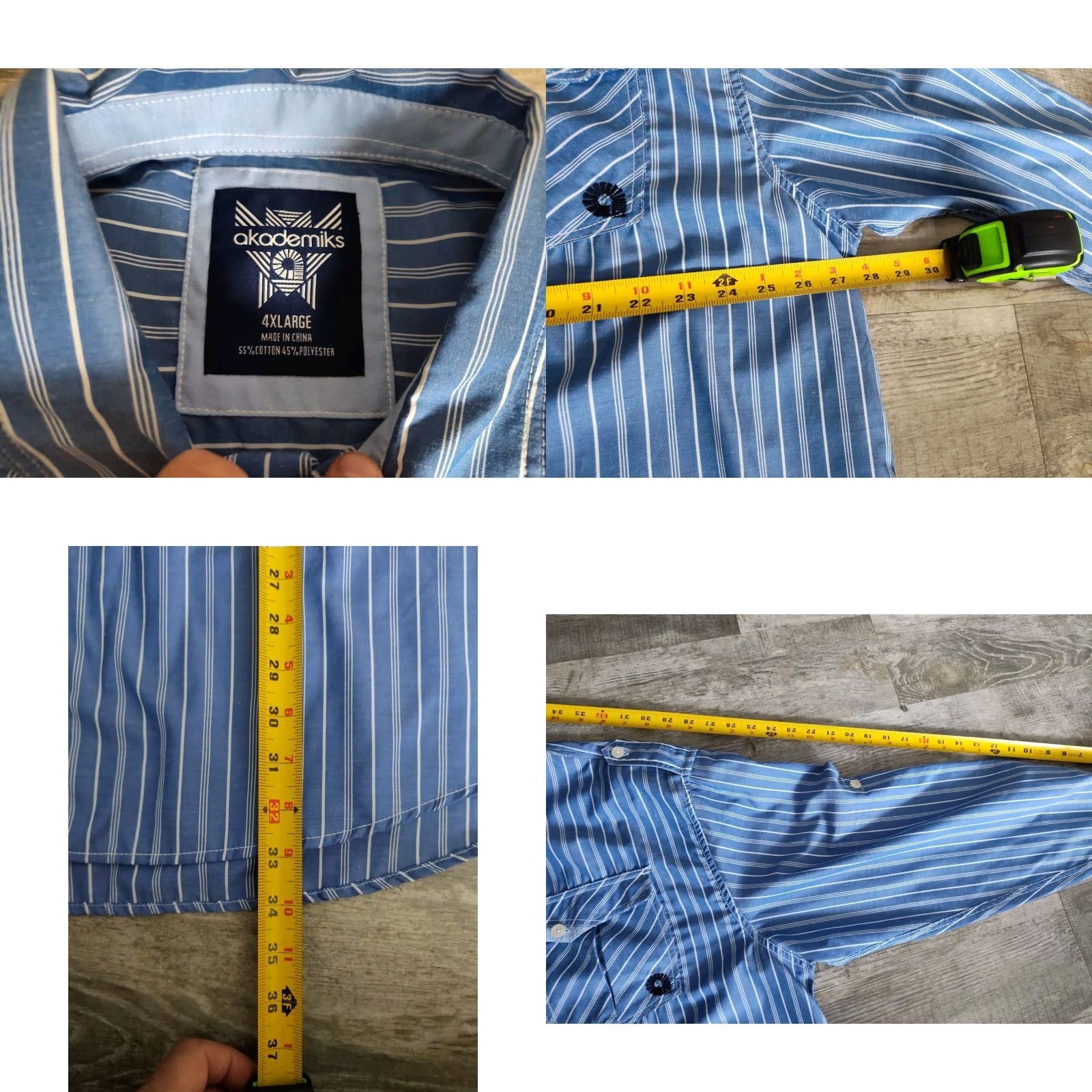 Akademiks Akademiks 4XL Shirt Button-Up Long Sleeve Striped Blue Size US XXL / EU 58 / 5 - 8 Thumbnail