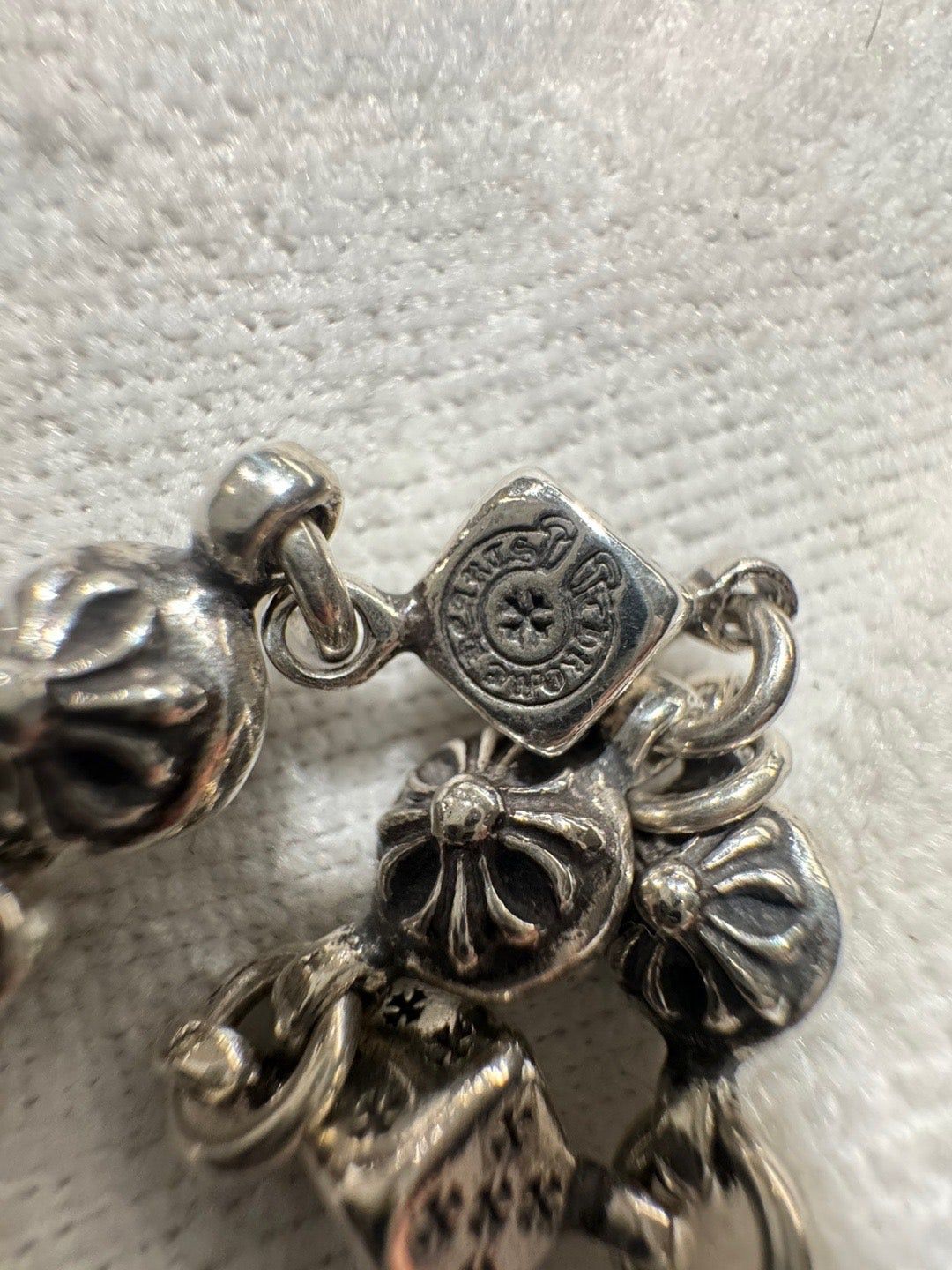 Chrome Hearts Gold Pink Diamonds Tiny E 10 Cross Bracelet