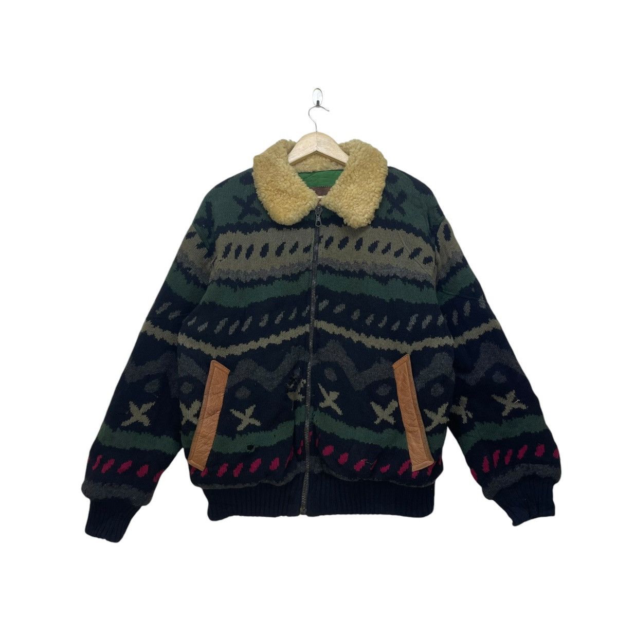 Iceberg 💥Vintage Iceberg Shearlings Knit Leather Part Jacket Size US M / EU 48-50 / 2 - 1 Thumbnail