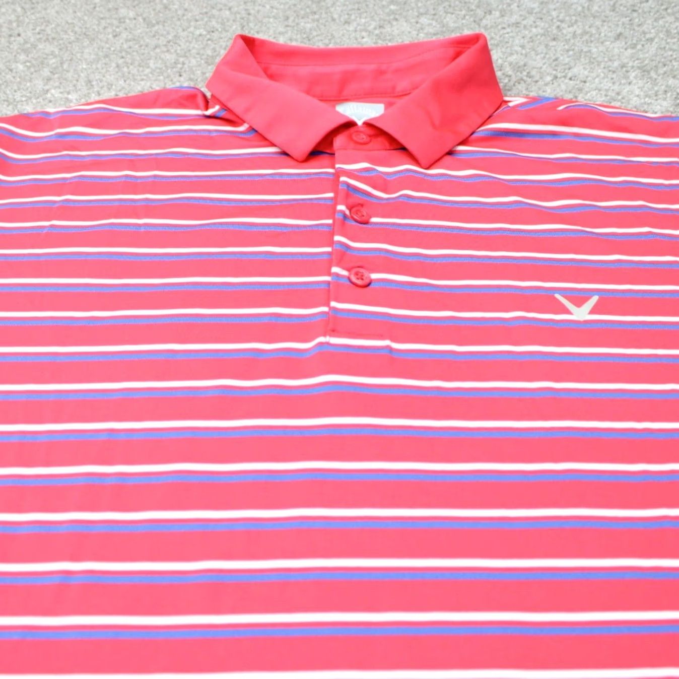 Callaway Callaway Opti-Dri Polo Shirt Men XL Pink/Blue Golf Short Sleeve Striped Breathable Stretch College Brand: Callaway? Size US XL / EU 56 / 4 - 4 Thumbnail