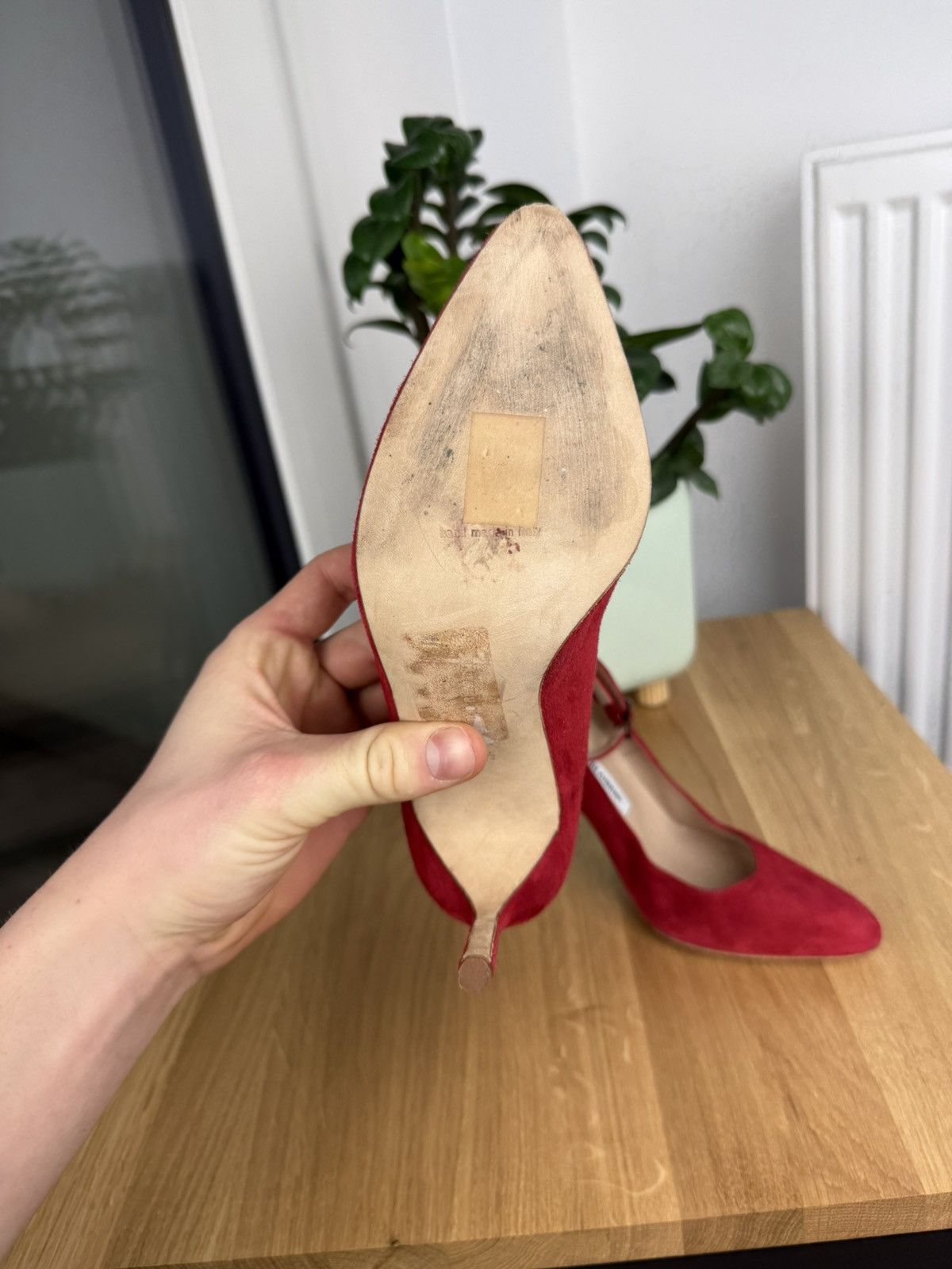 Manolo Blahnik Manolo Blahnik BB Pumps Heels Red Suede 36.5 Size US 6.5 / IT 36.5 - 6 Thumbnail