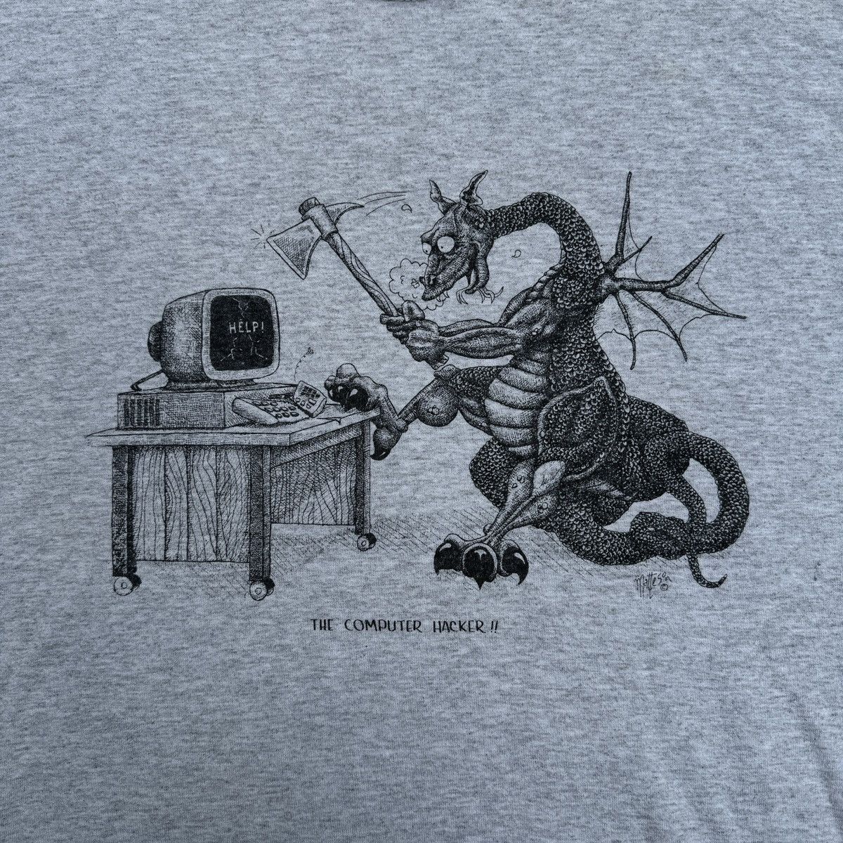 Vintage The Computer Hacker Dragon Faded Art Tee Size US XL / EU 56 / 4 - 4 Thumbnail