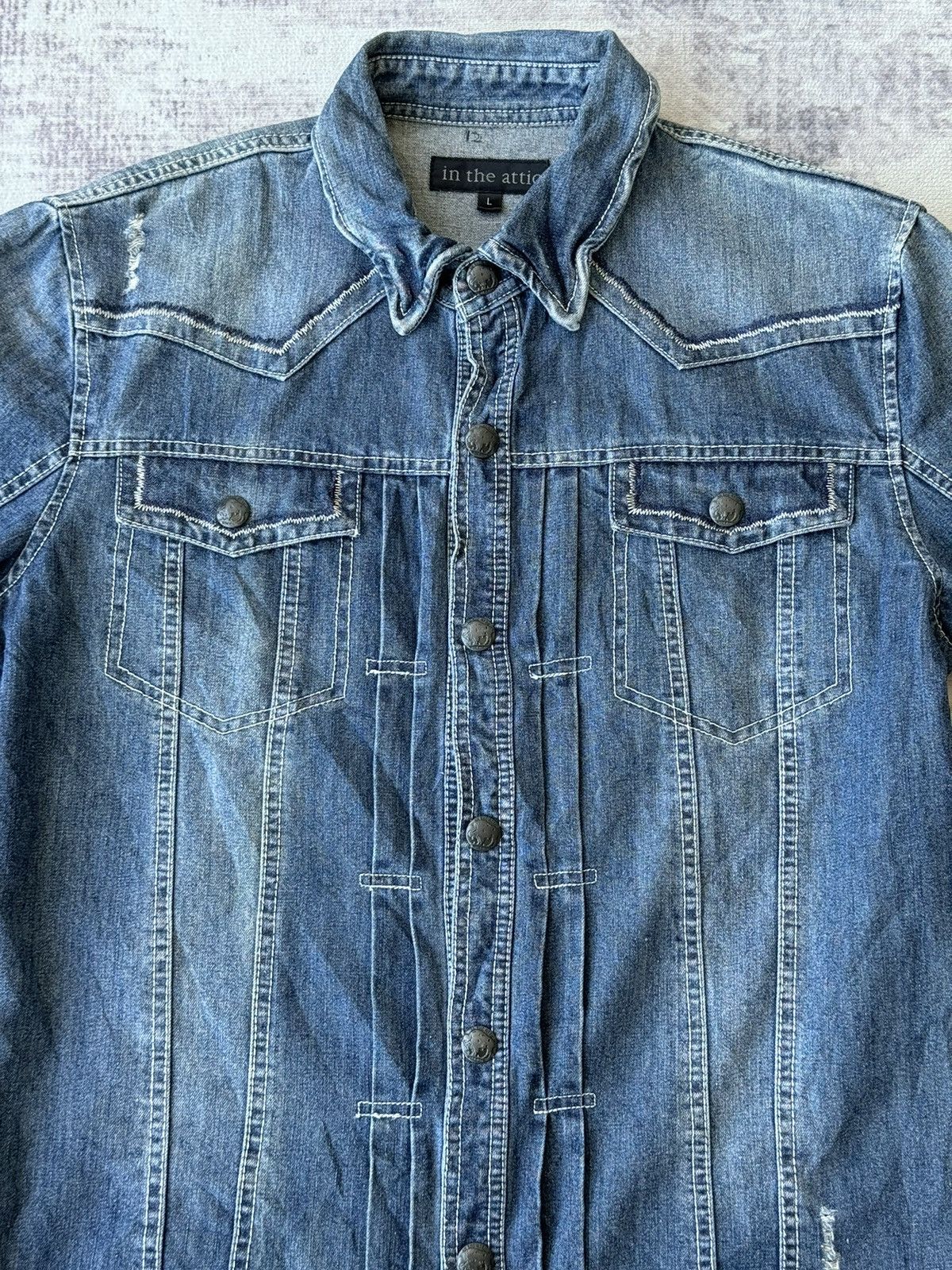 In The Attic Vintage In The Attic Tactical Button Denim Jacket Size US L / EU 52-54 / 3 - 2 Thumbnail