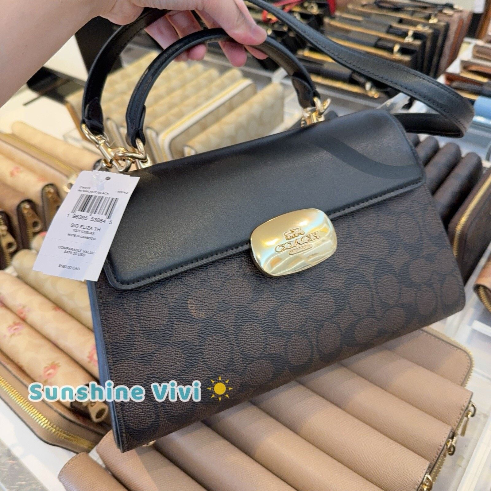 Coach NWT Coach Eliza Top Handle Bag CW012 Gold/Walnut/Black Size ONE SIZE - 1 Thumbnail
