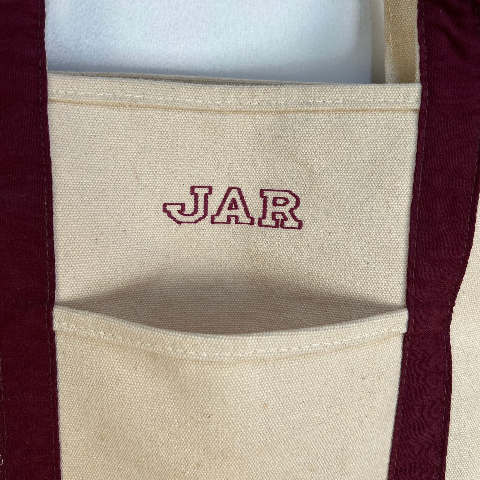 Lands' End × Vintage L.L. Bean Boat Tote Canvas Burgundy Trim Size ONE SIZE - 2 Thumbnail