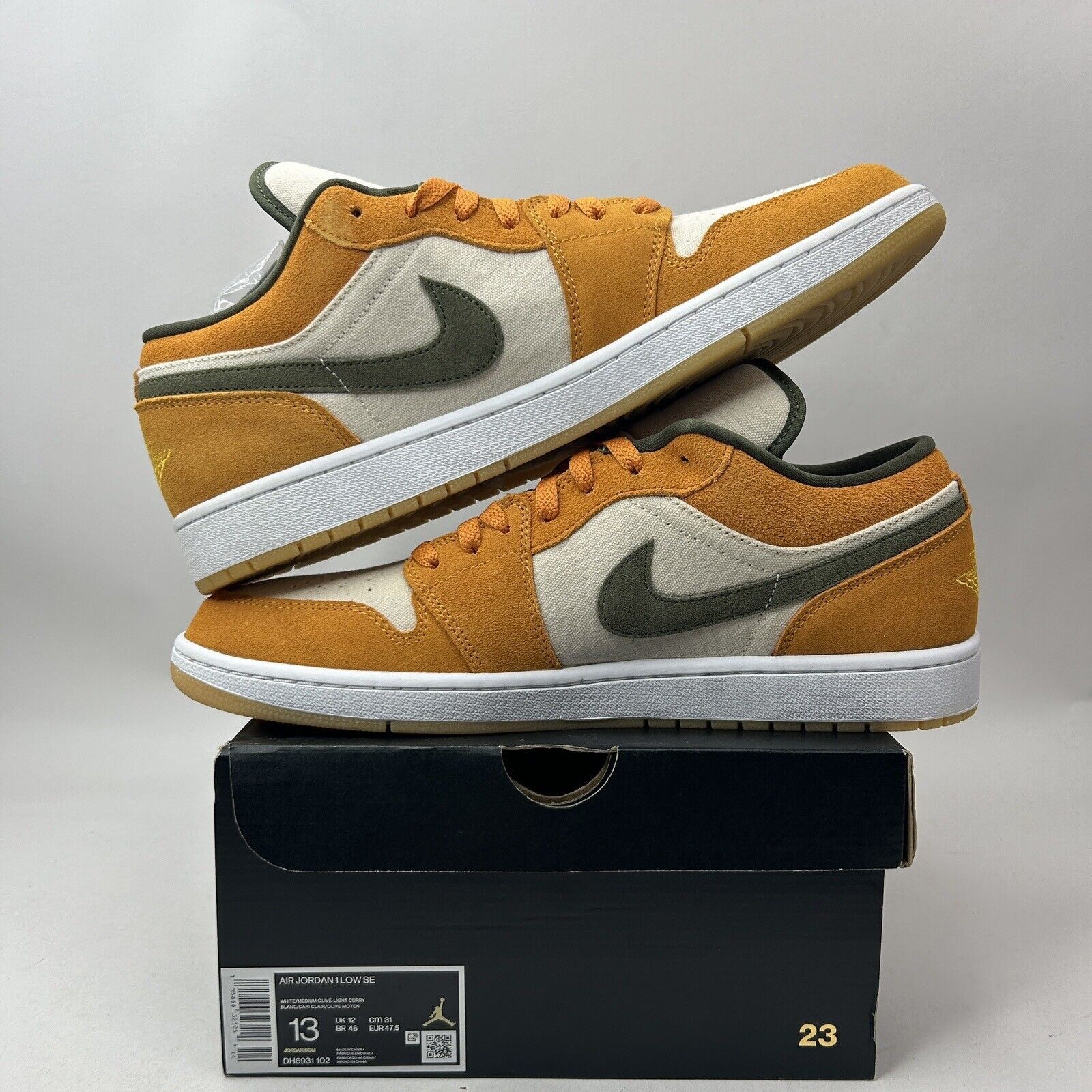 Nike Nike Air Jordan 1 Low SE “Light Curry/Orange Olive” 2023 Size US 13 / EU 46 - 3 Thumbnail