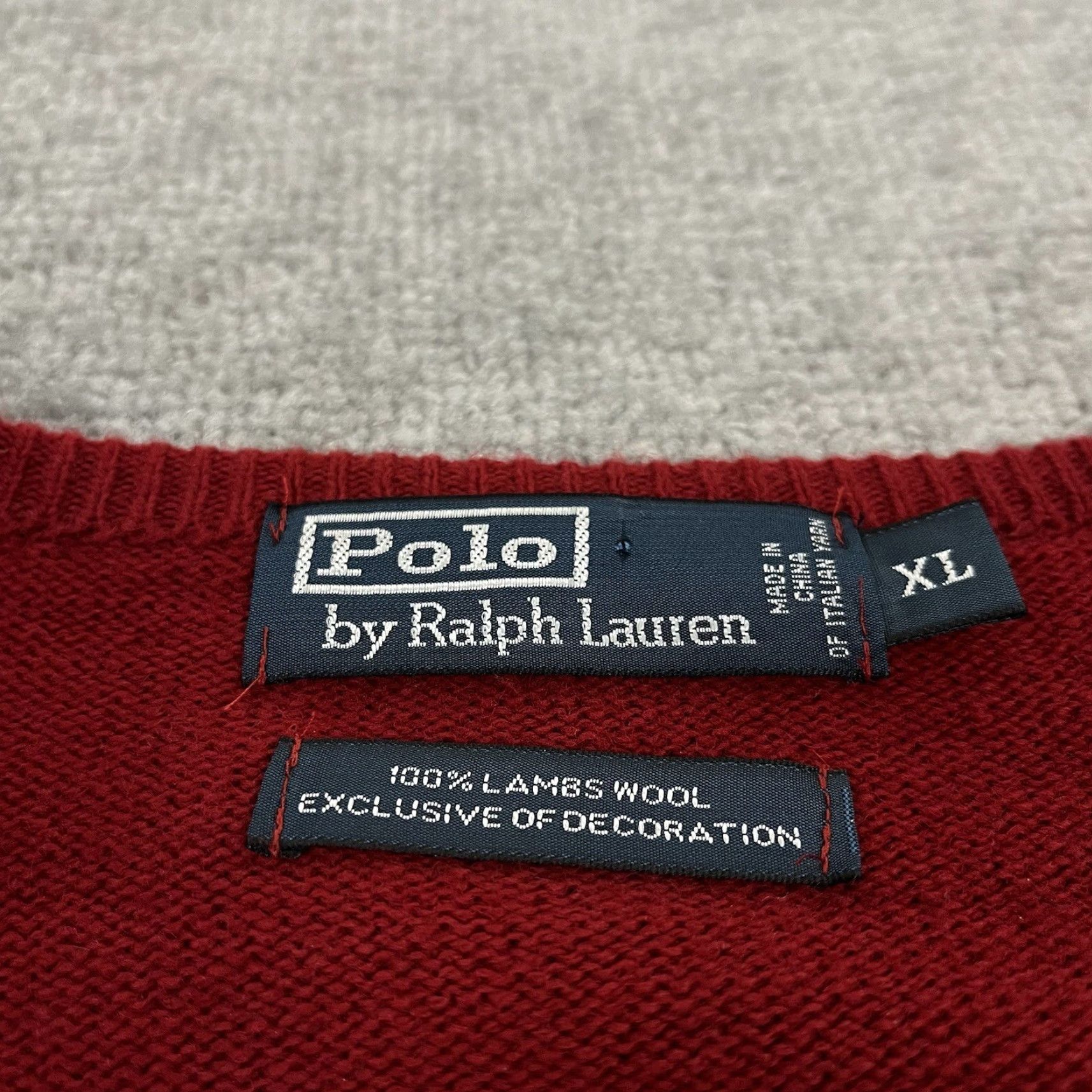 Ralph Lauren Ralph Lauren Sweater Mens XL Red Lambs Wool V-Neck Pullover Polo Pony Embroidered Logo Classic Designer Knit Squared Pattern No N/A Size US XL / EU 56 / 4 - 4 Thumbnail