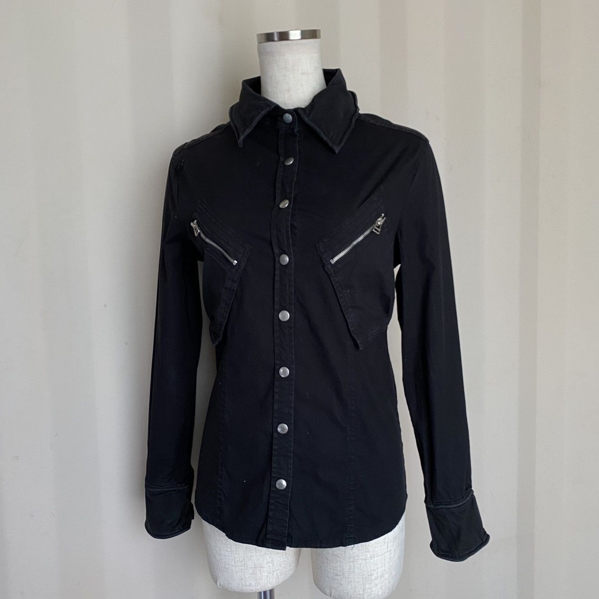 Japanese Brand Punk Presque Tout Black Snap-Button Shirt Size S / US 4 / IT 40 - 1 Thumbnail