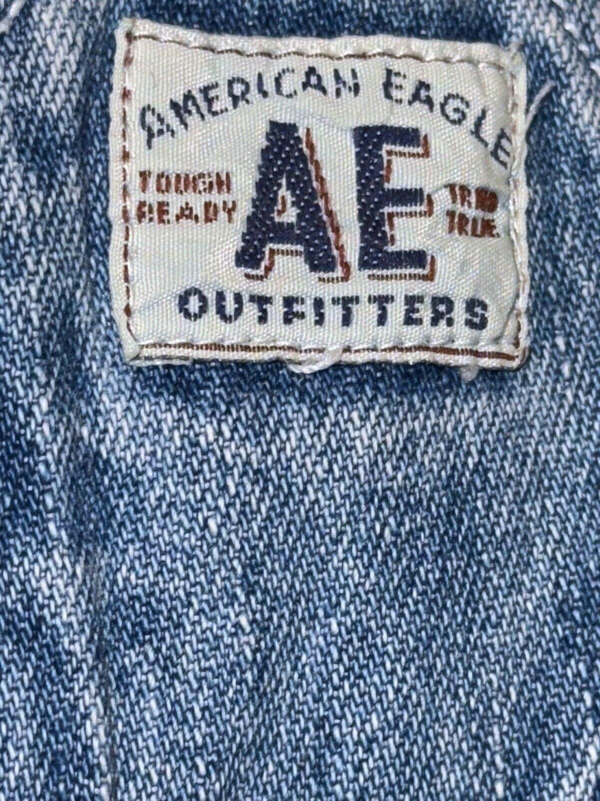 Designer Vintage American Eagle Boyfriend Bib Overalls Sz L Blue Size 36" / US 14 / IT 50 - 9 Thumbnail