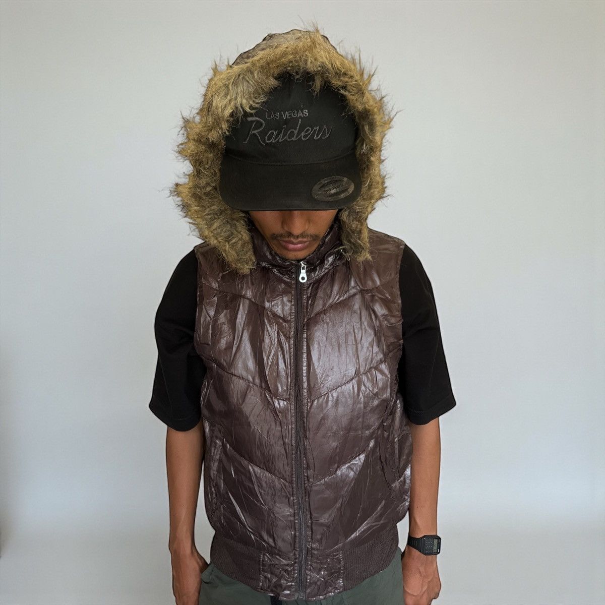 Le Grande Bleu (L.G.B.) Y2K Faux Fur Puffer Vest Greenmint Size US M / EU 48-50 / 2 - 12 Thumbnail