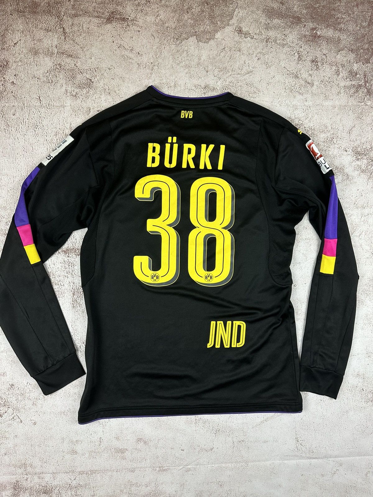 image of Puma x Soccer Jersey Borrusia Dortmund Goalkeeper Gk Shirt 38 Burki in Black, Men's (Size Medium)
