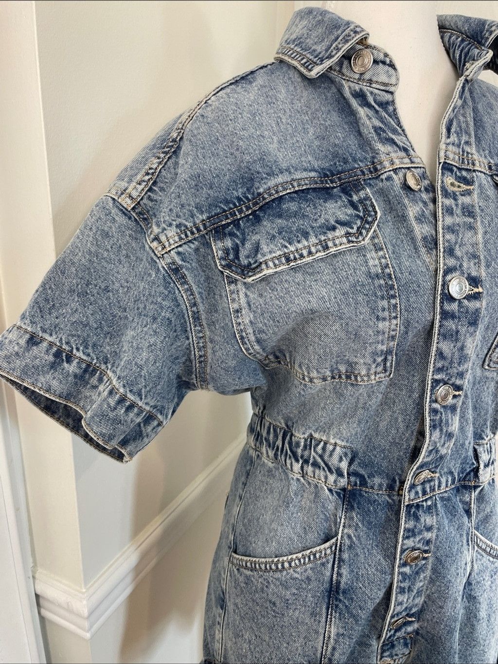 Free People NWT We The Free Marci Denim Overall Short XS Size 25" / US 0 / IT 36 - 5 Thumbnail