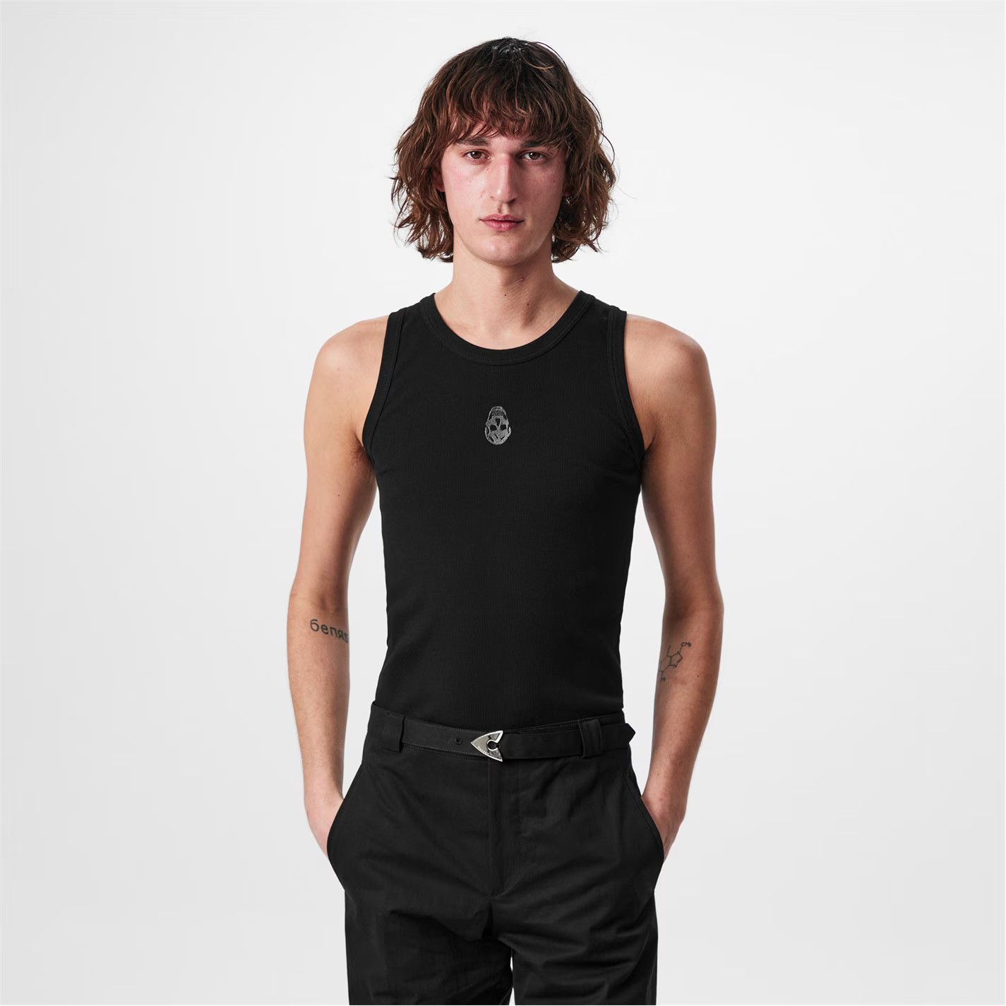 Alexander McQueen o1g2r1mq0326 Logo Fitted Tank Top in Black Size US M / EU 48-50 / 2 - 4 Thumbnail