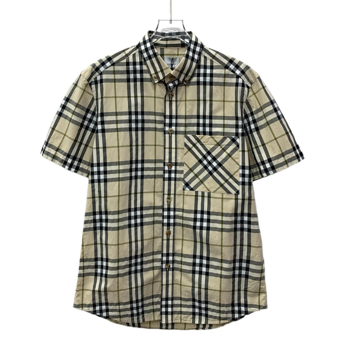Burberry Burberry Khaki Classic Check Short Sleeve Shirt K26WX Size US M / EU 48-50 / 2 - 1 Thumbnail
